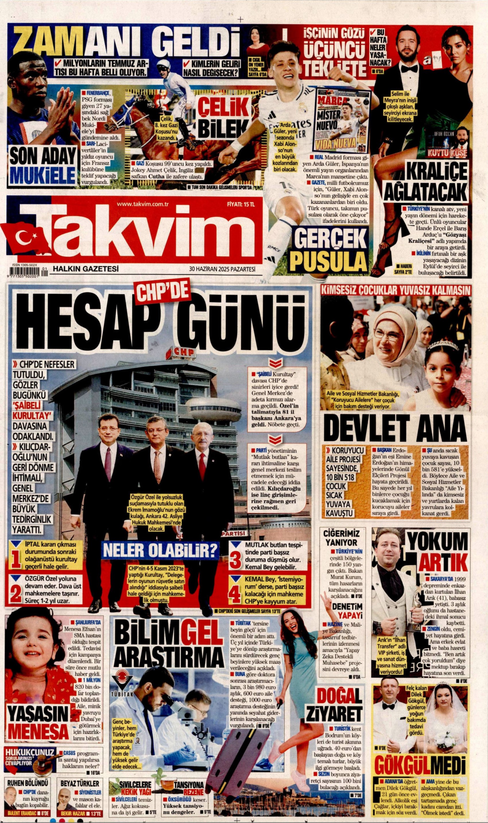 30 Haziran gazete manşetleri... CHP'de kritik gün: 'Dananın kuyruğu kopacak mı?'