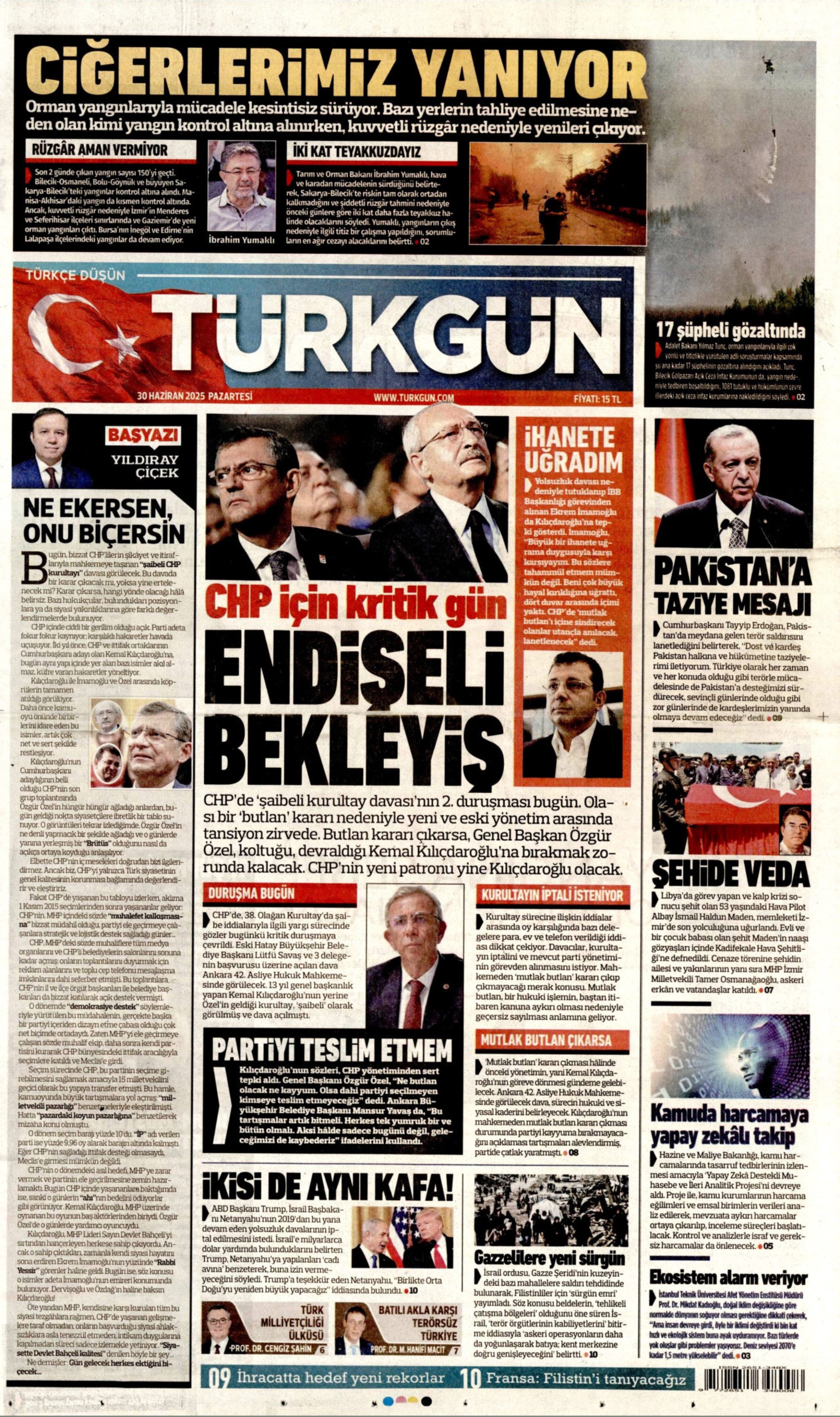30 Haziran gazete manşetleri... CHP'de kritik gün: 'Dananın kuyruğu kopacak mı?'
