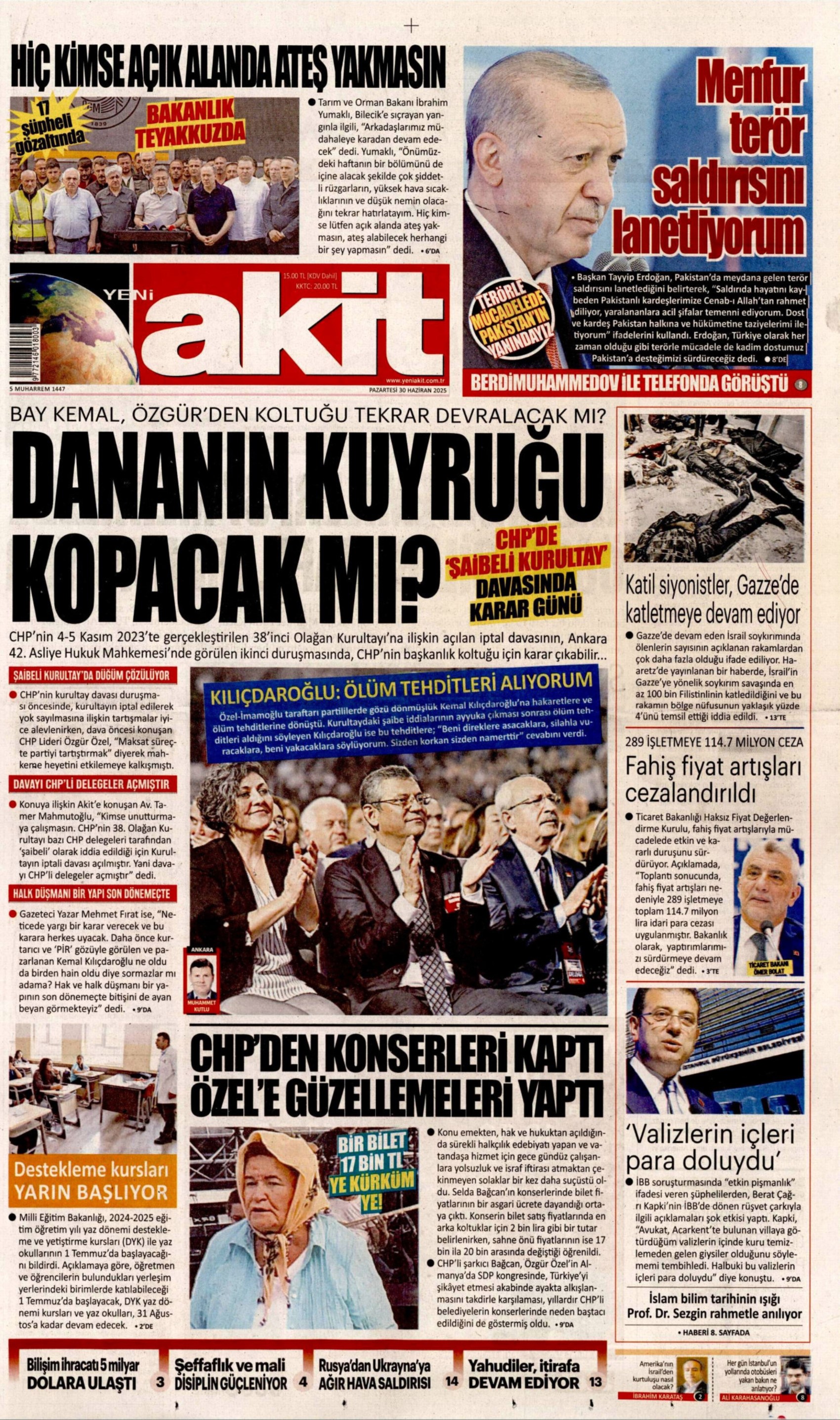 30 Haziran gazete manşetleri... CHP'de kritik gün: 'Dananın kuyruğu kopacak mı?'