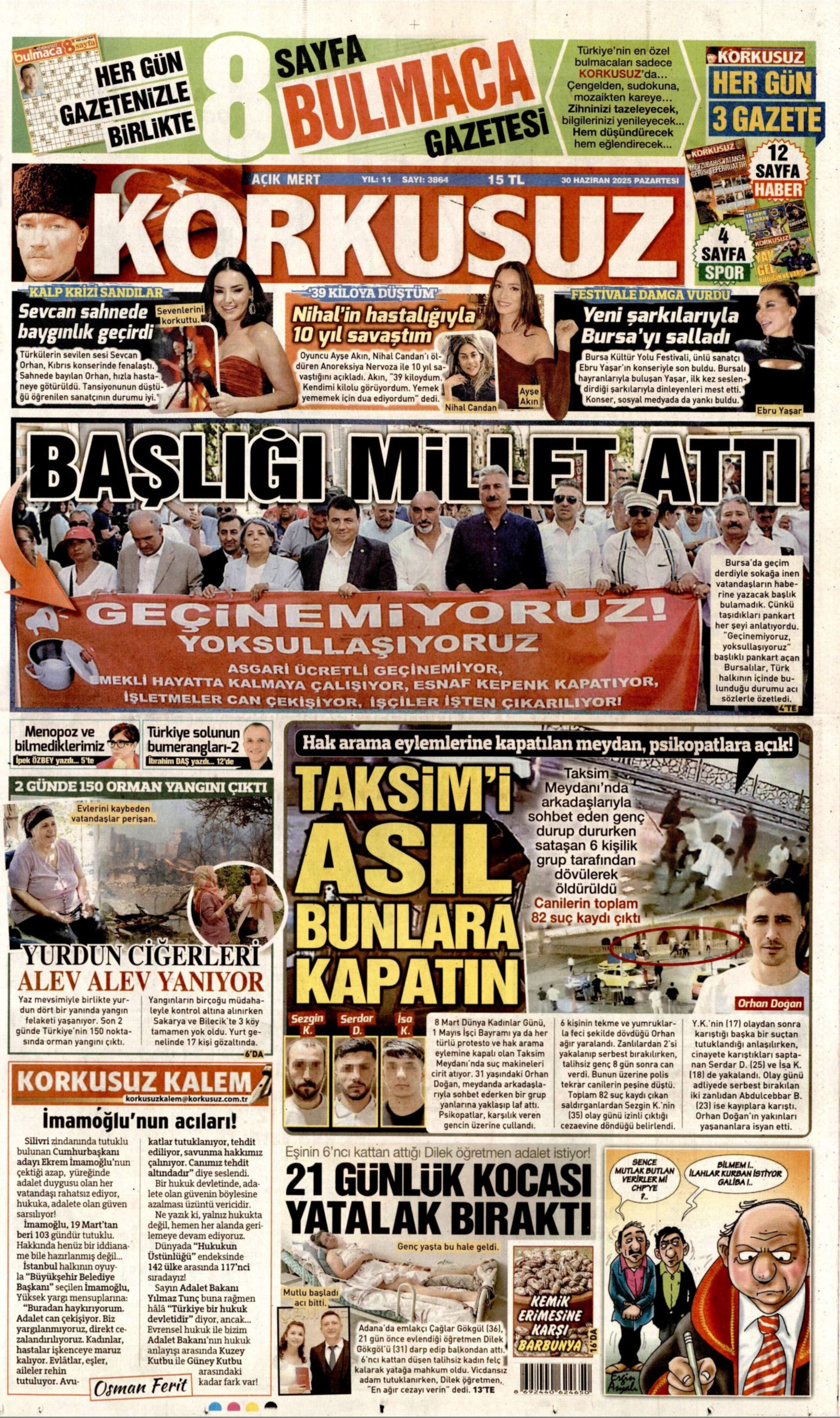 30 Haziran gazete manşetleri... CHP'de kritik gün: 'Dananın kuyruğu kopacak mı?'