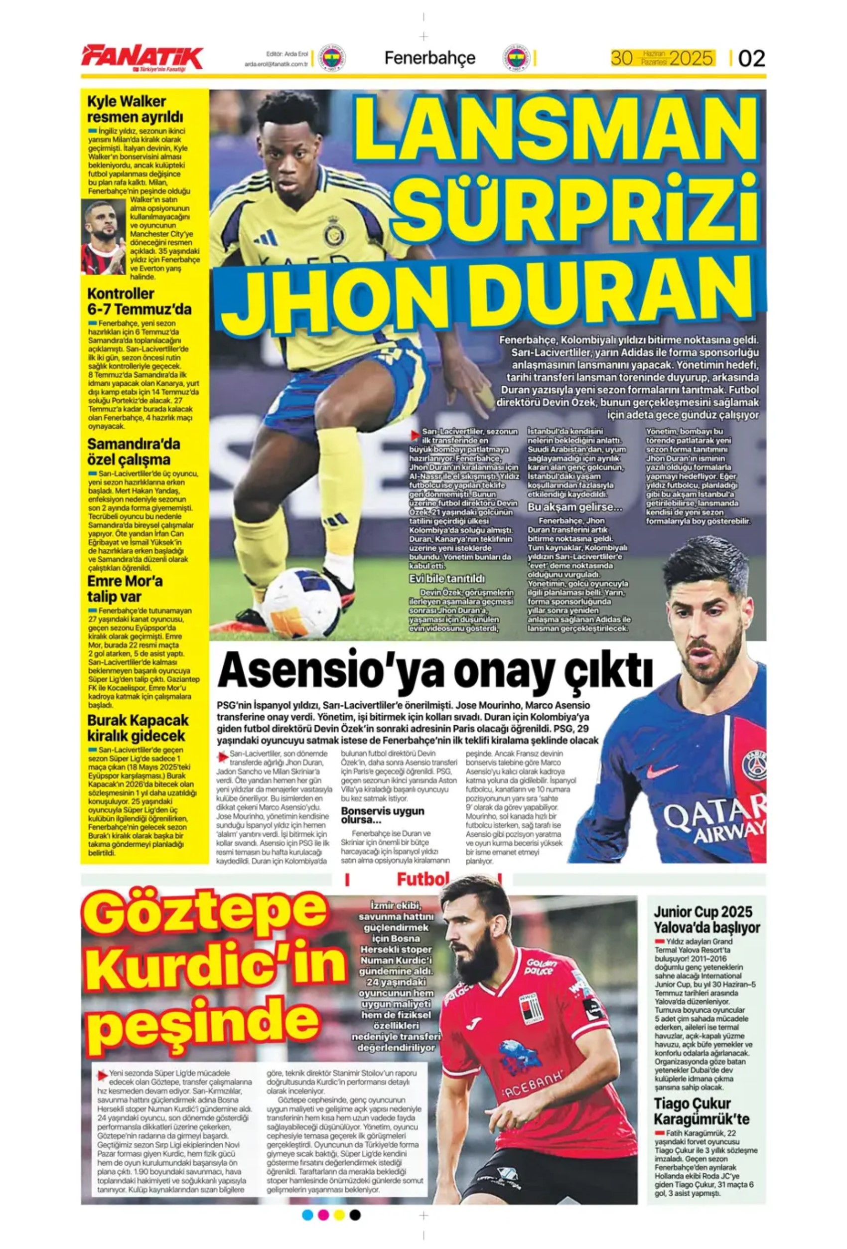 Sporda günün manşetleri... Fenerbahçe Jhon Duran transferini bitirdi: Osimhen kızdırıyor!