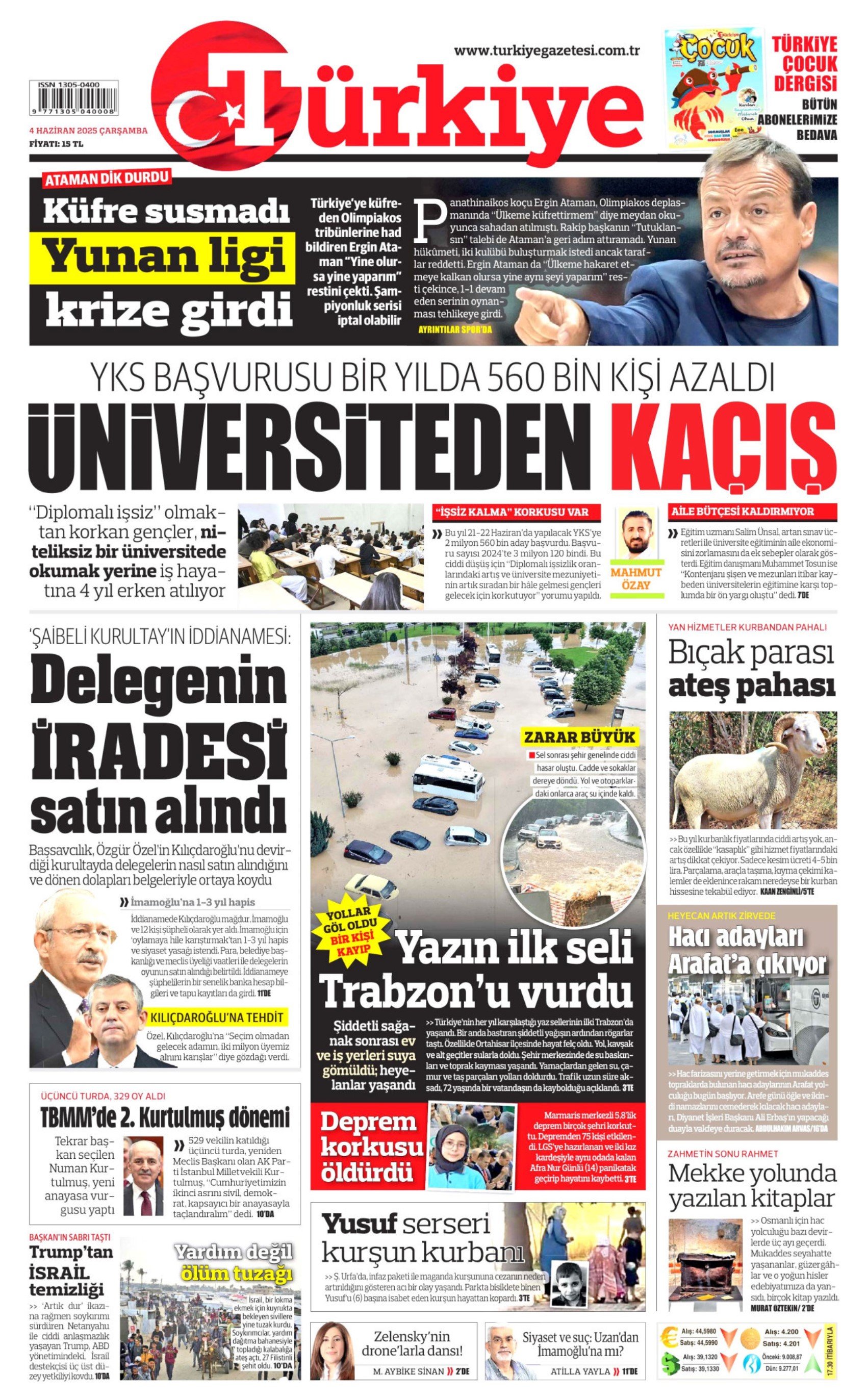 4 Haziran 2025 gazete manşetleri