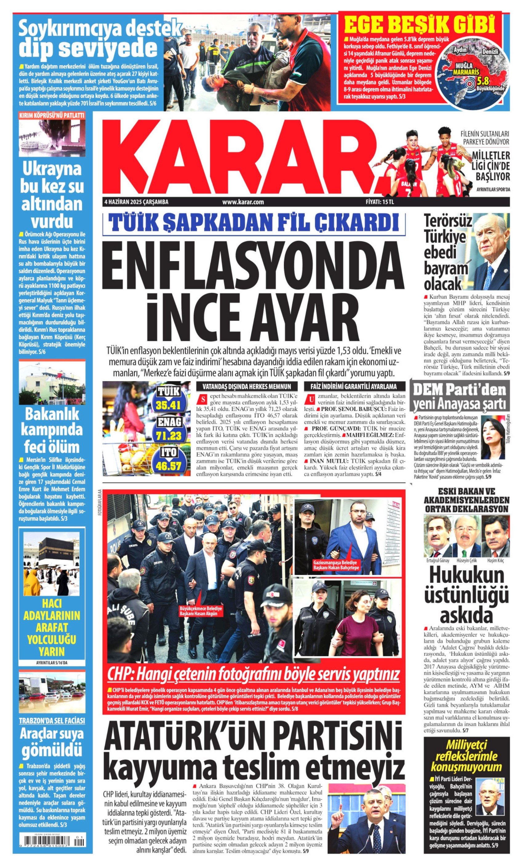 4 Haziran 2025 gazete manşetleri