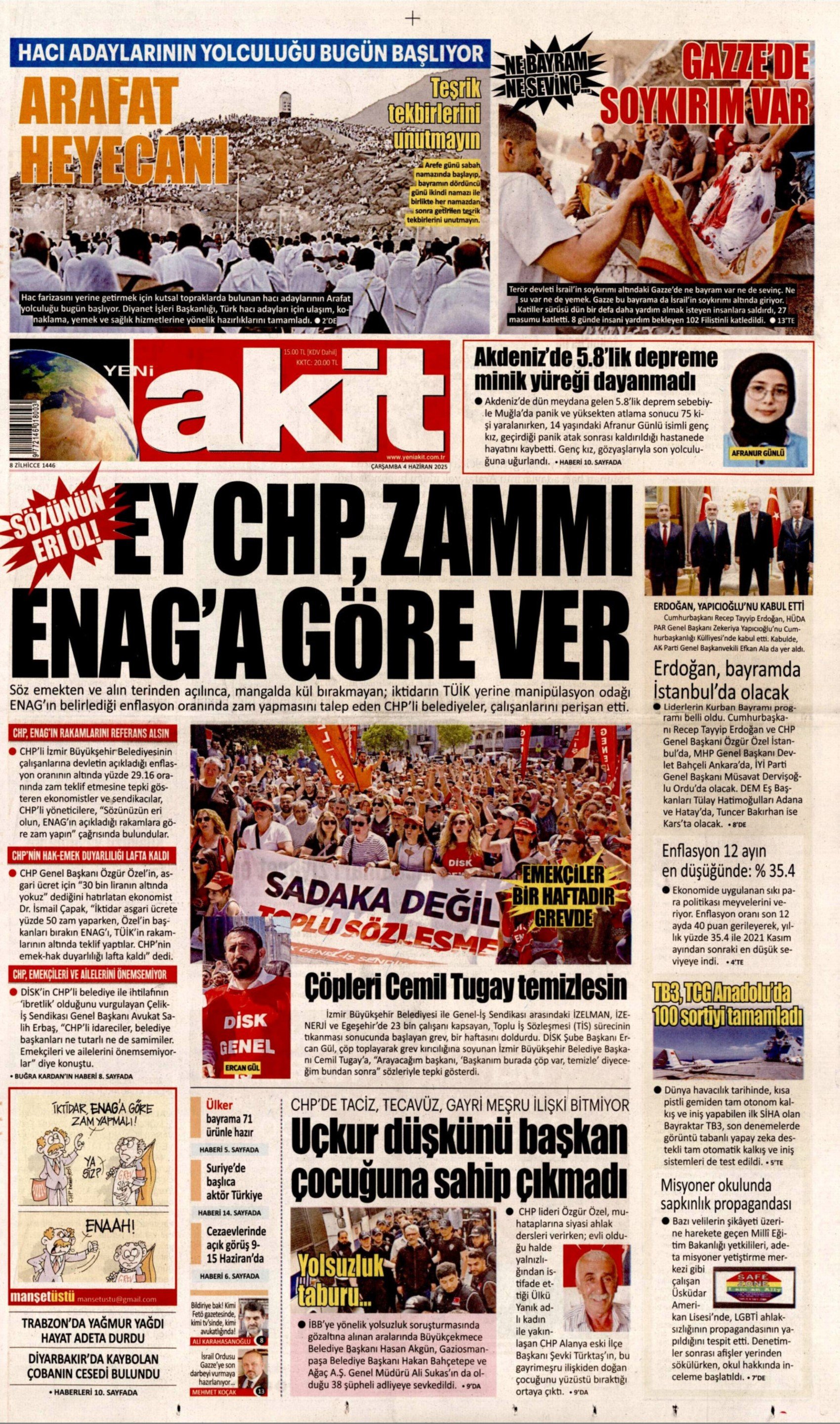 4 Haziran 2025 gazete manşetleri