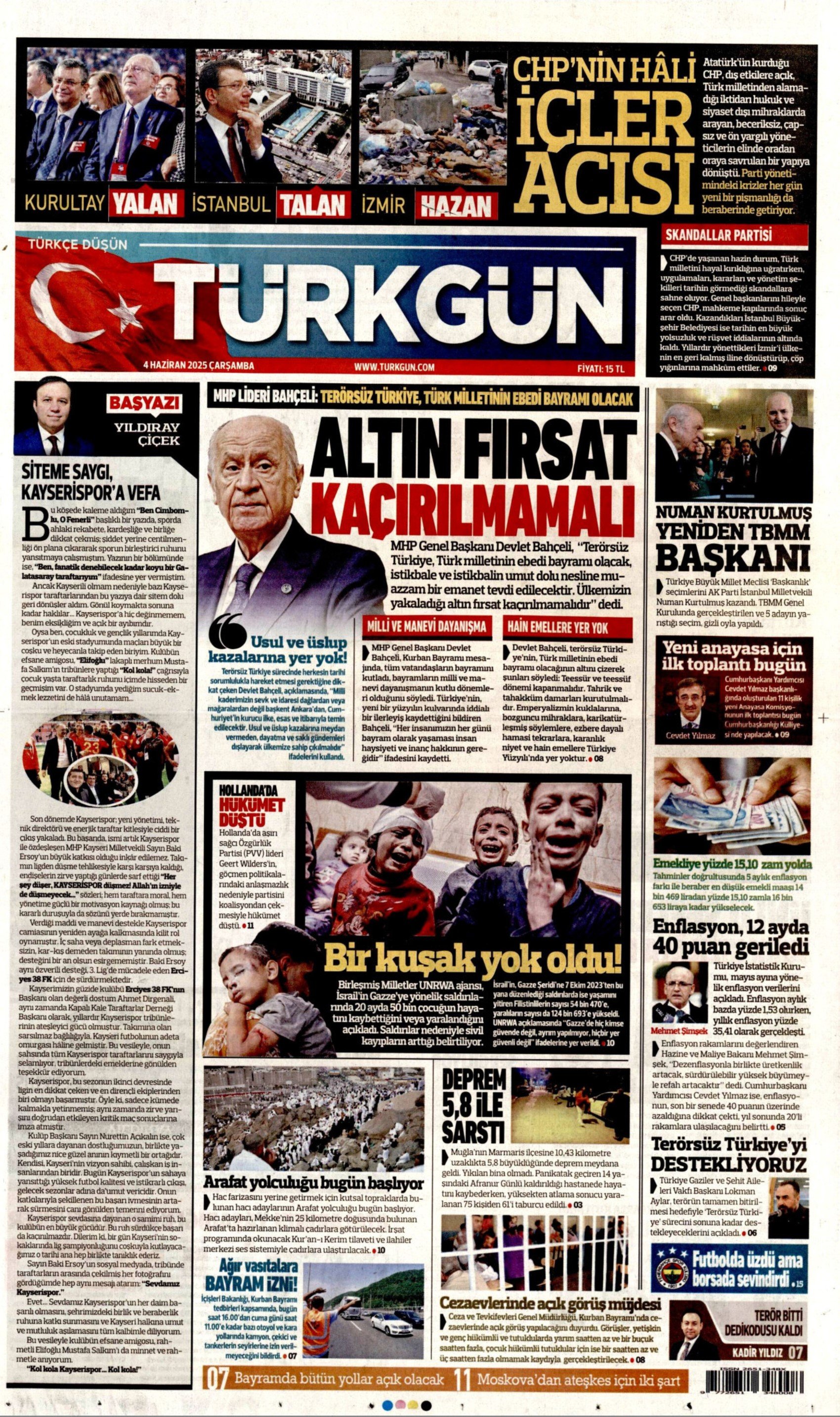 4 Haziran 2025 gazete manşetleri