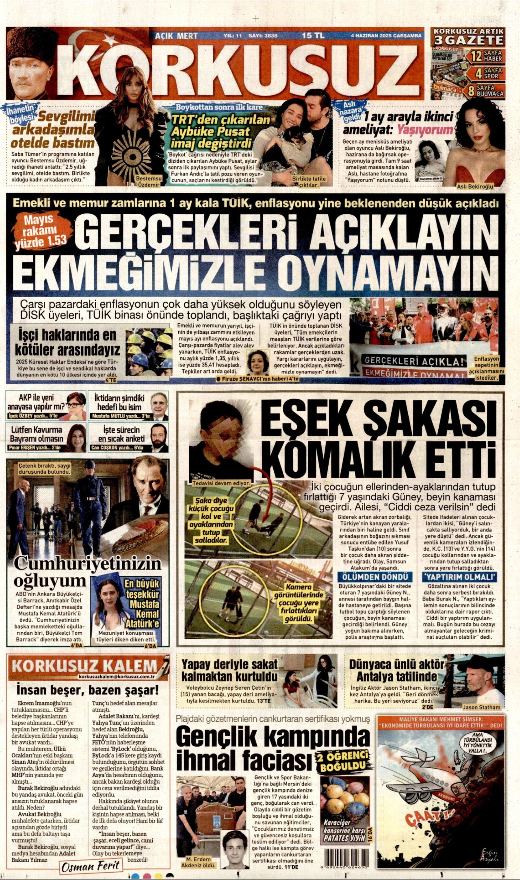 4 Haziran 2025 gazete manşetleri