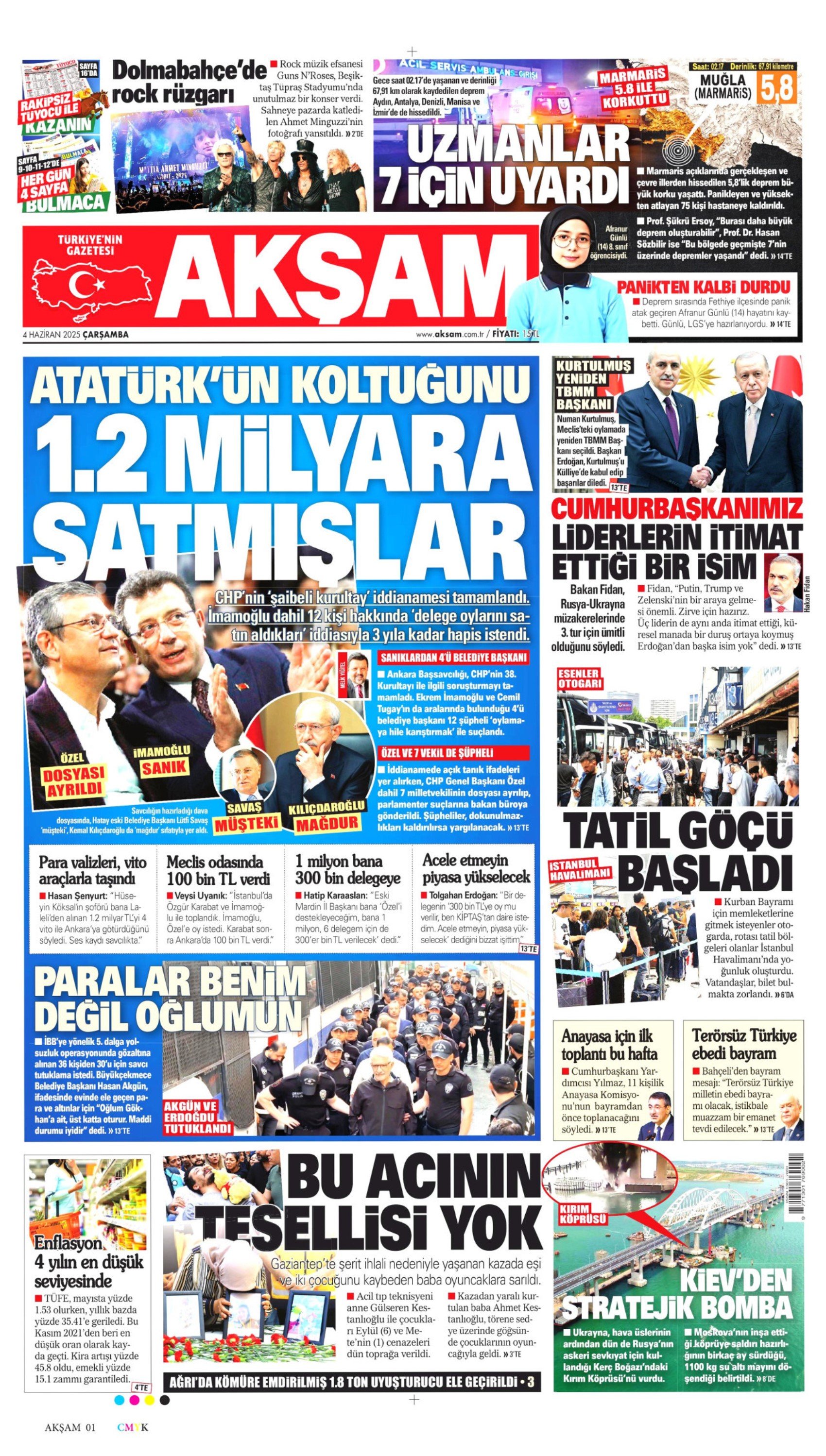 4 Haziran 2025 gazete manşetleri