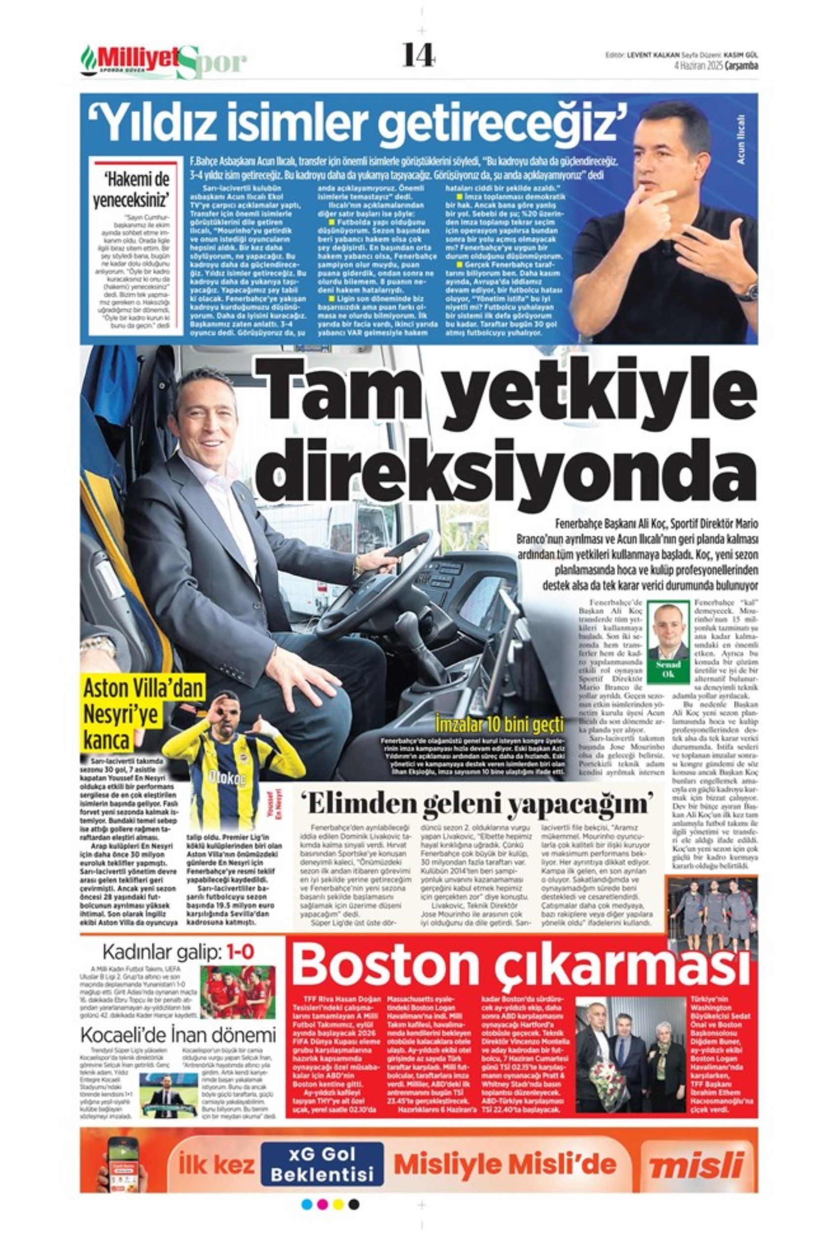 Sporda günün manşetleri... Dusan Vlahovic Fenerbahçe'ye geliyor: Uğurcan Çakır bombası