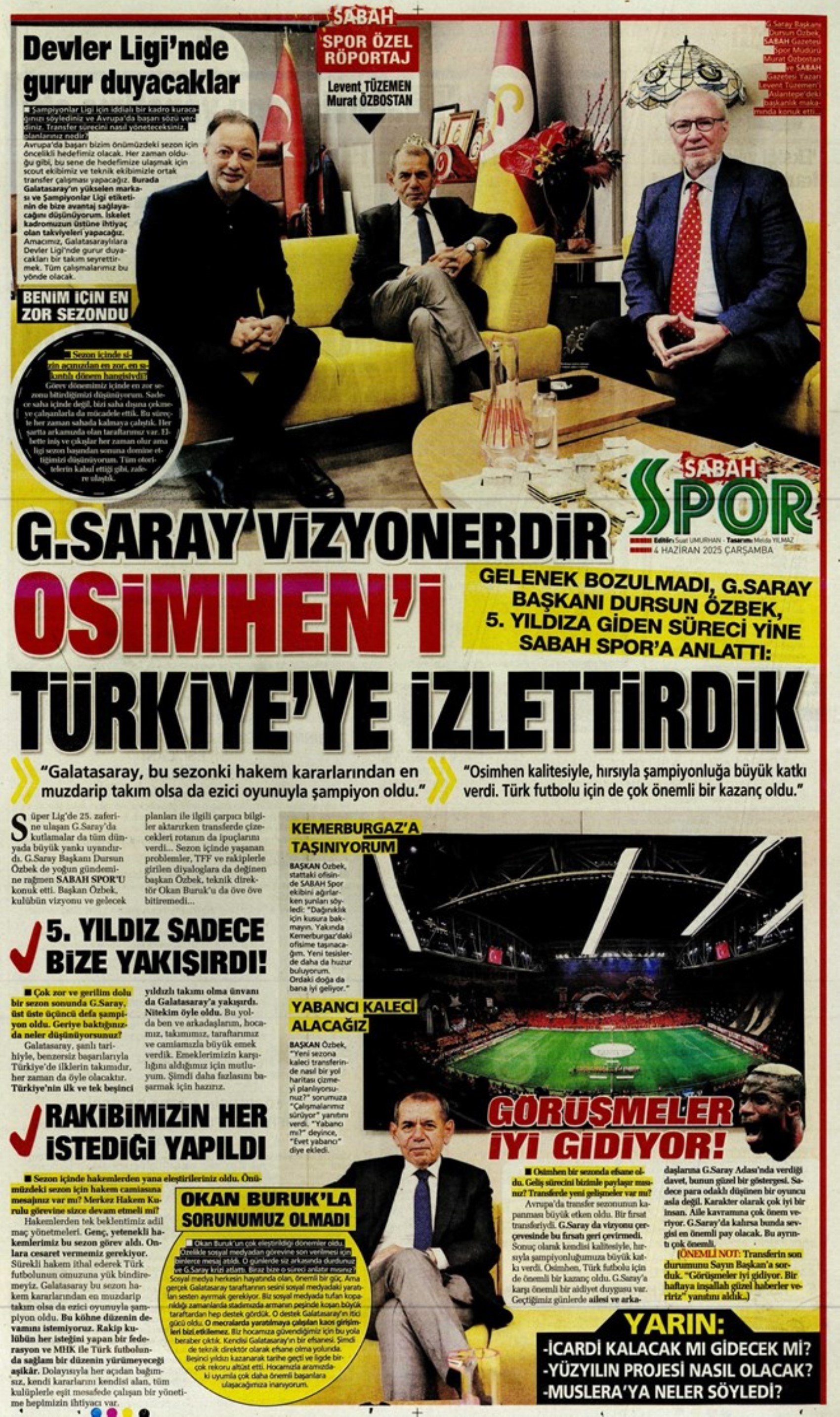 Sporda günün manşetleri... Dusan Vlahovic Fenerbahçe'ye geliyor: Uğurcan Çakır bombası