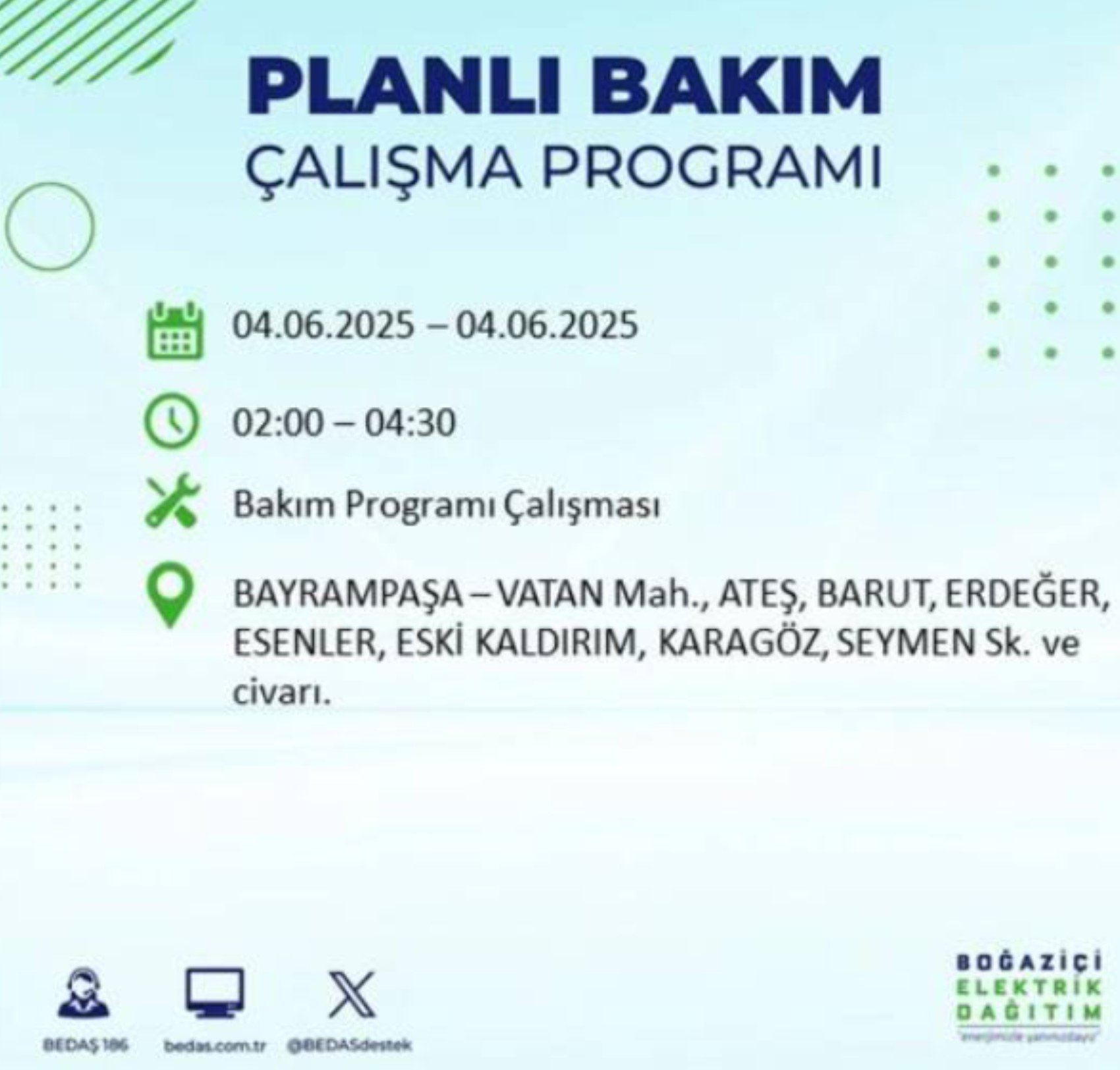 BEDAŞ paylaştı: İstanbul'da 4 Haziran Çarşamba günü elektrik kesintisi yaşanacak ilçeler