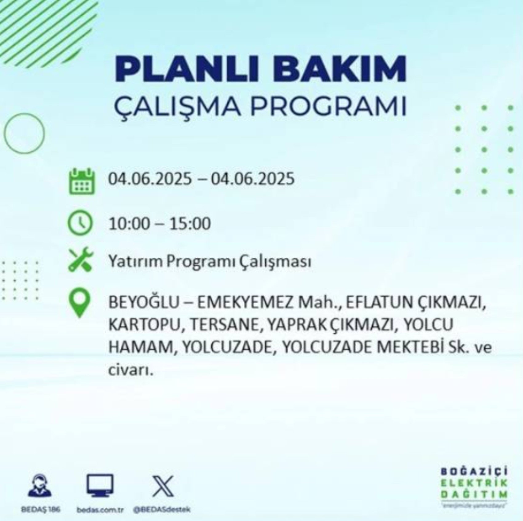 BEDAŞ paylaştı: İstanbul'da 4 Haziran Çarşamba günü elektrik kesintisi yaşanacak ilçeler