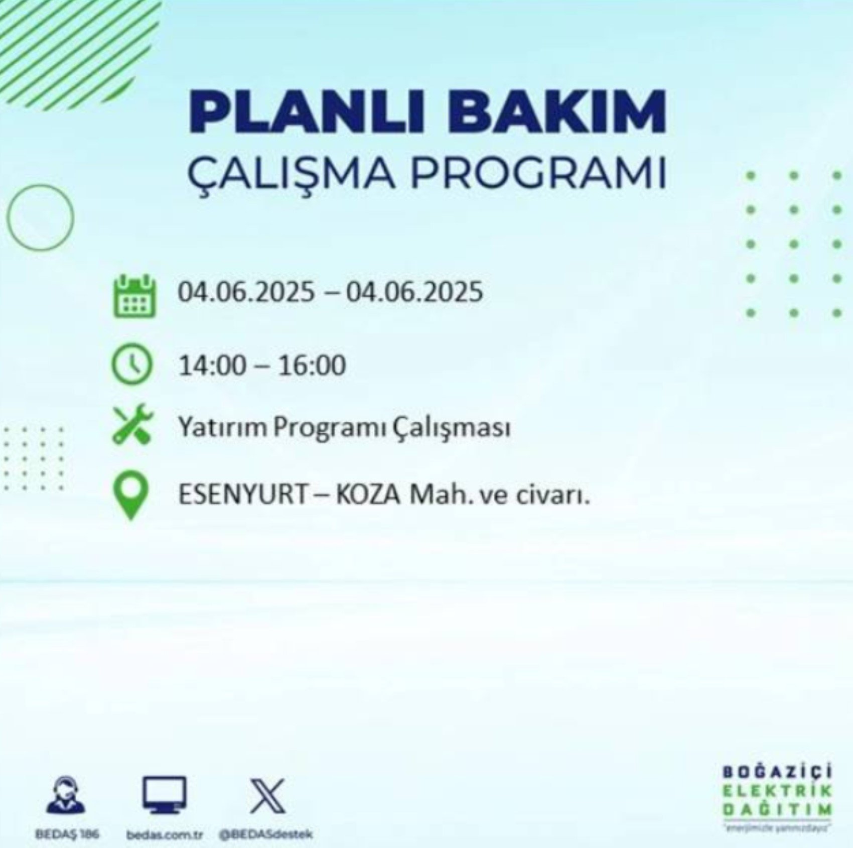 BEDAŞ paylaştı: İstanbul'da 4 Haziran Çarşamba günü elektrik kesintisi yaşanacak ilçeler