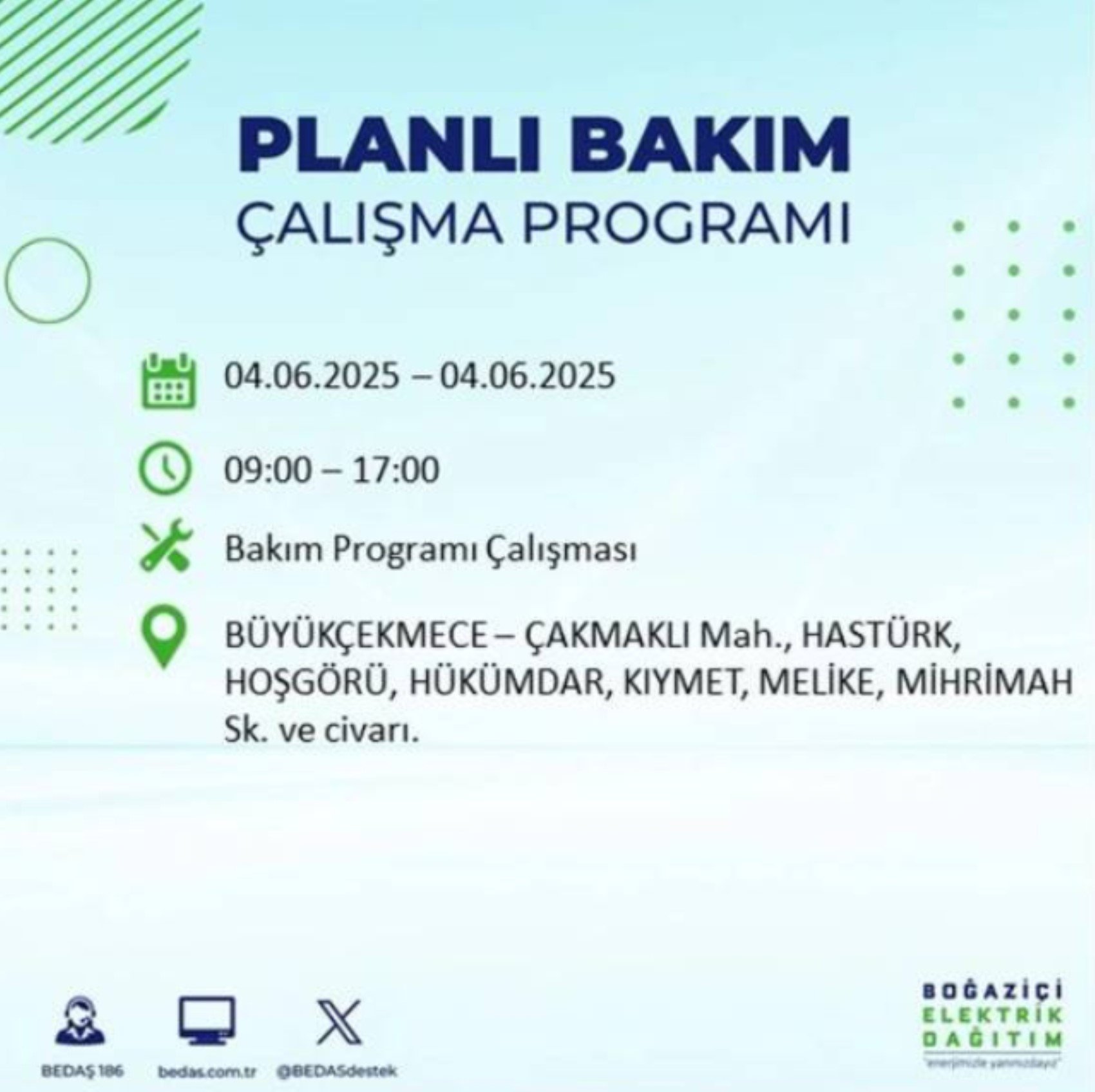 BEDAŞ paylaştı: İstanbul'da 4 Haziran Çarşamba günü elektrik kesintisi yaşanacak ilçeler