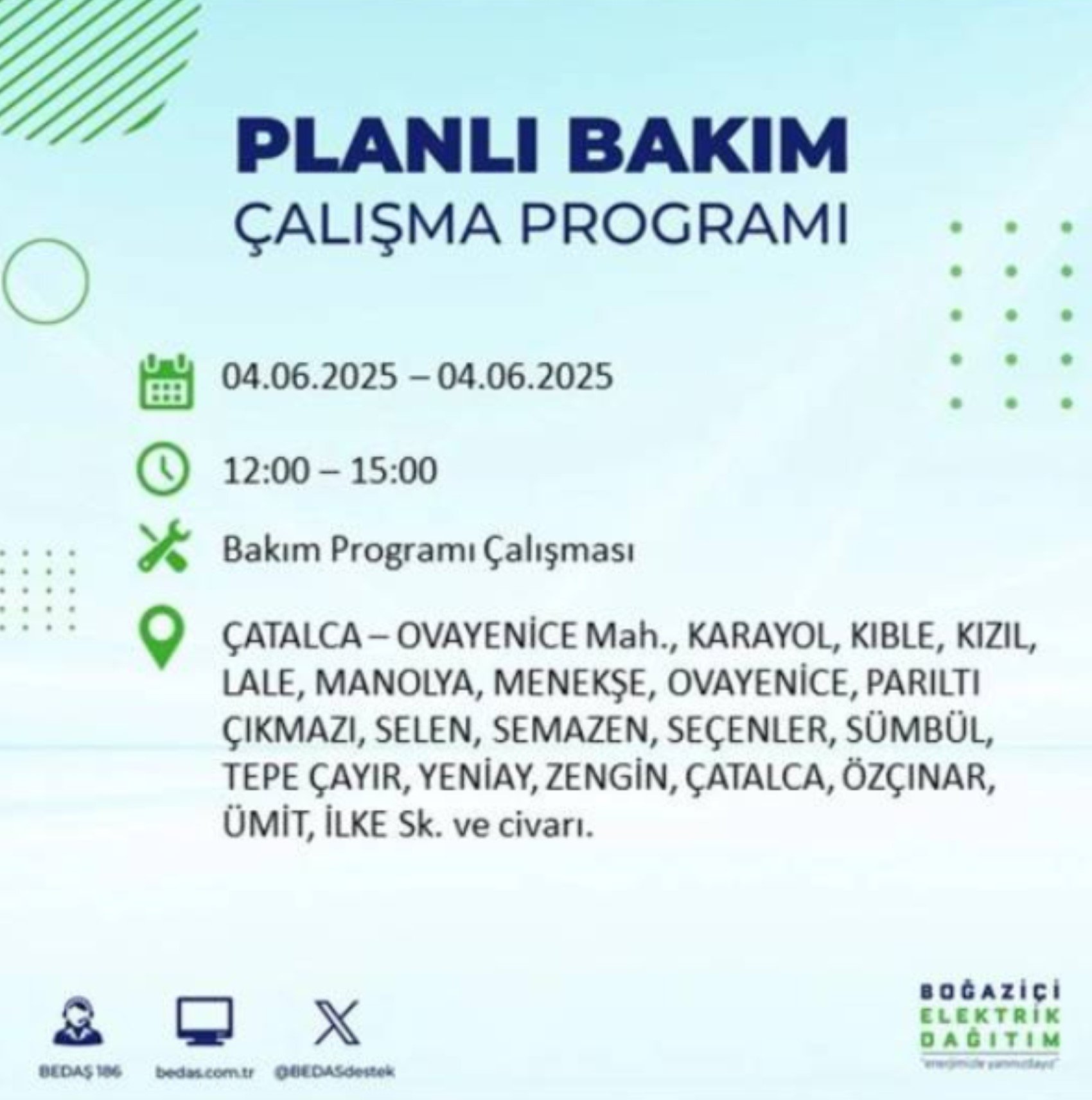 BEDAŞ paylaştı: İstanbul'da 4 Haziran Çarşamba günü elektrik kesintisi yaşanacak ilçeler