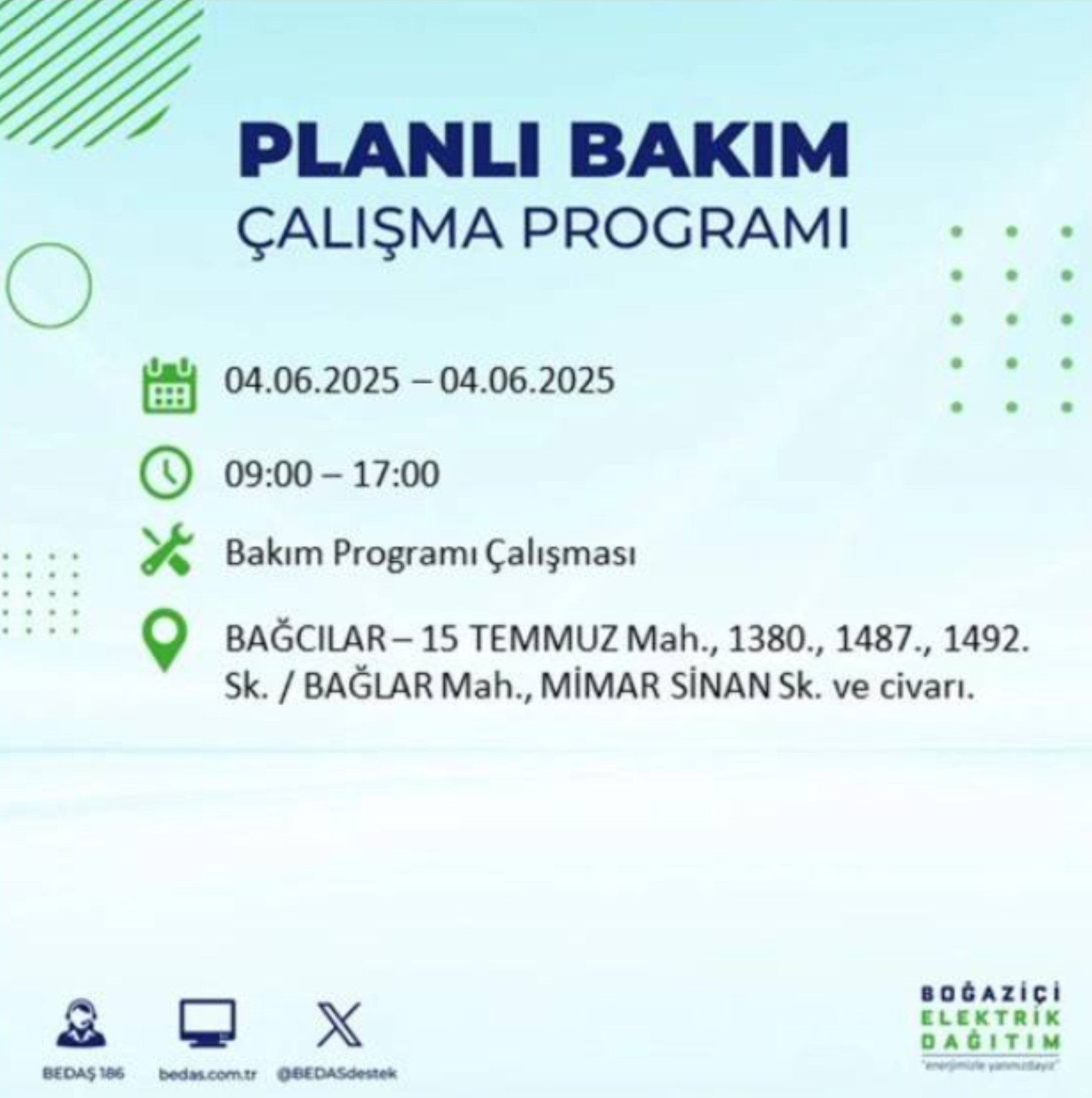 BEDAŞ paylaştı: İstanbul'da 4 Haziran Çarşamba günü elektrik kesintisi yaşanacak ilçeler