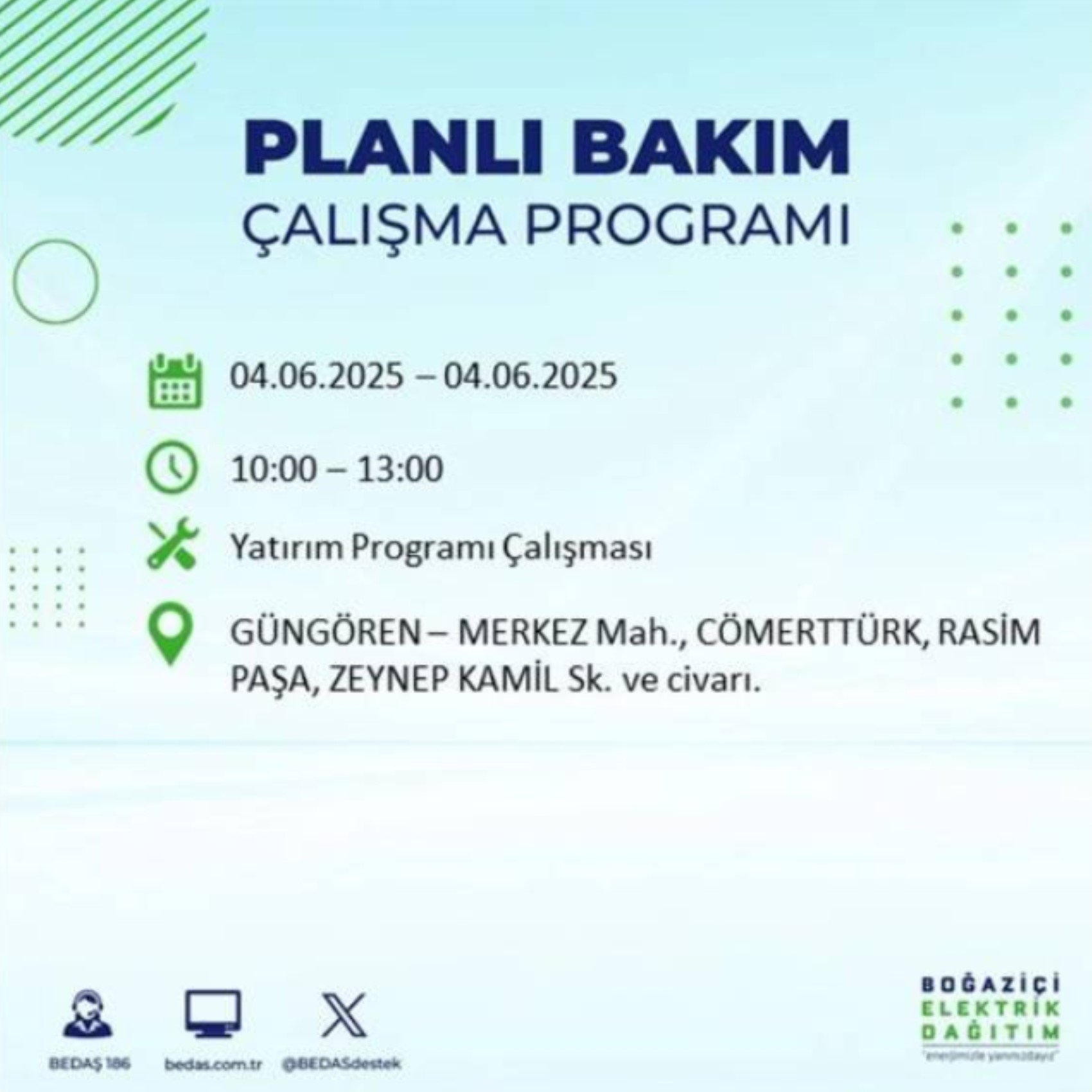 BEDAŞ paylaştı: İstanbul'da 4 Haziran Çarşamba günü elektrik kesintisi yaşanacak ilçeler