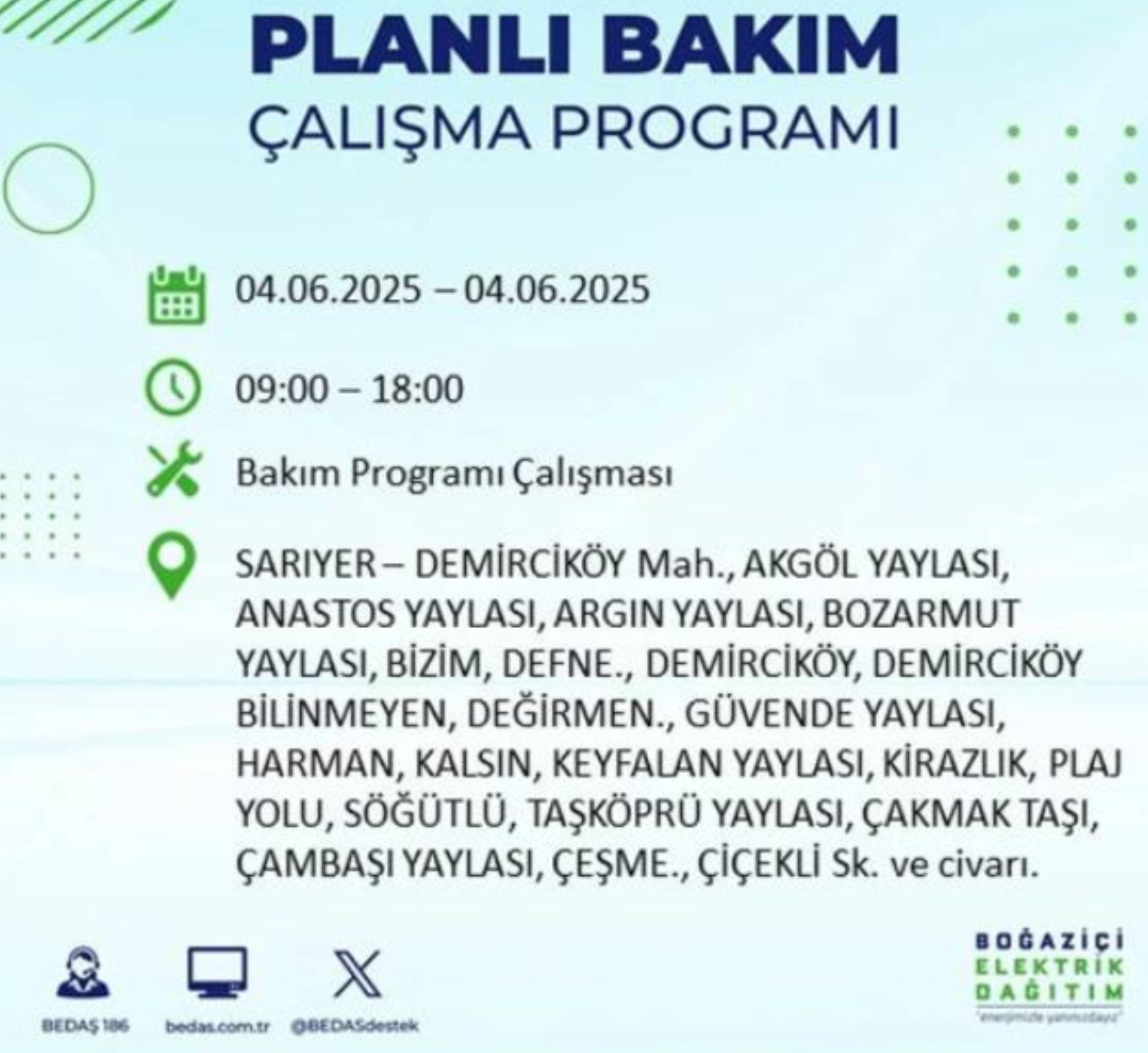 BEDAŞ paylaştı: İstanbul'da 4 Haziran Çarşamba günü elektrik kesintisi yaşanacak ilçeler