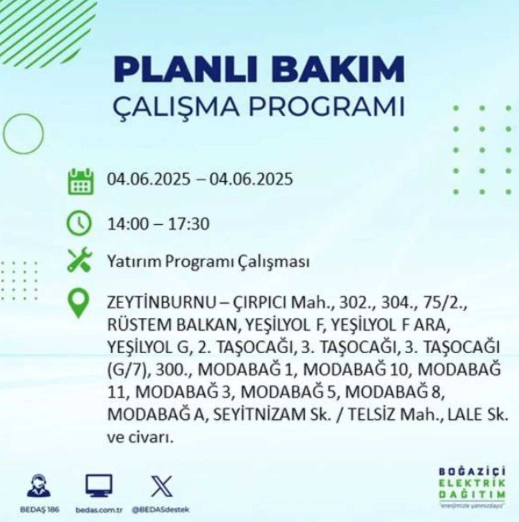 BEDAŞ paylaştı: İstanbul'da 4 Haziran Çarşamba günü elektrik kesintisi yaşanacak ilçeler