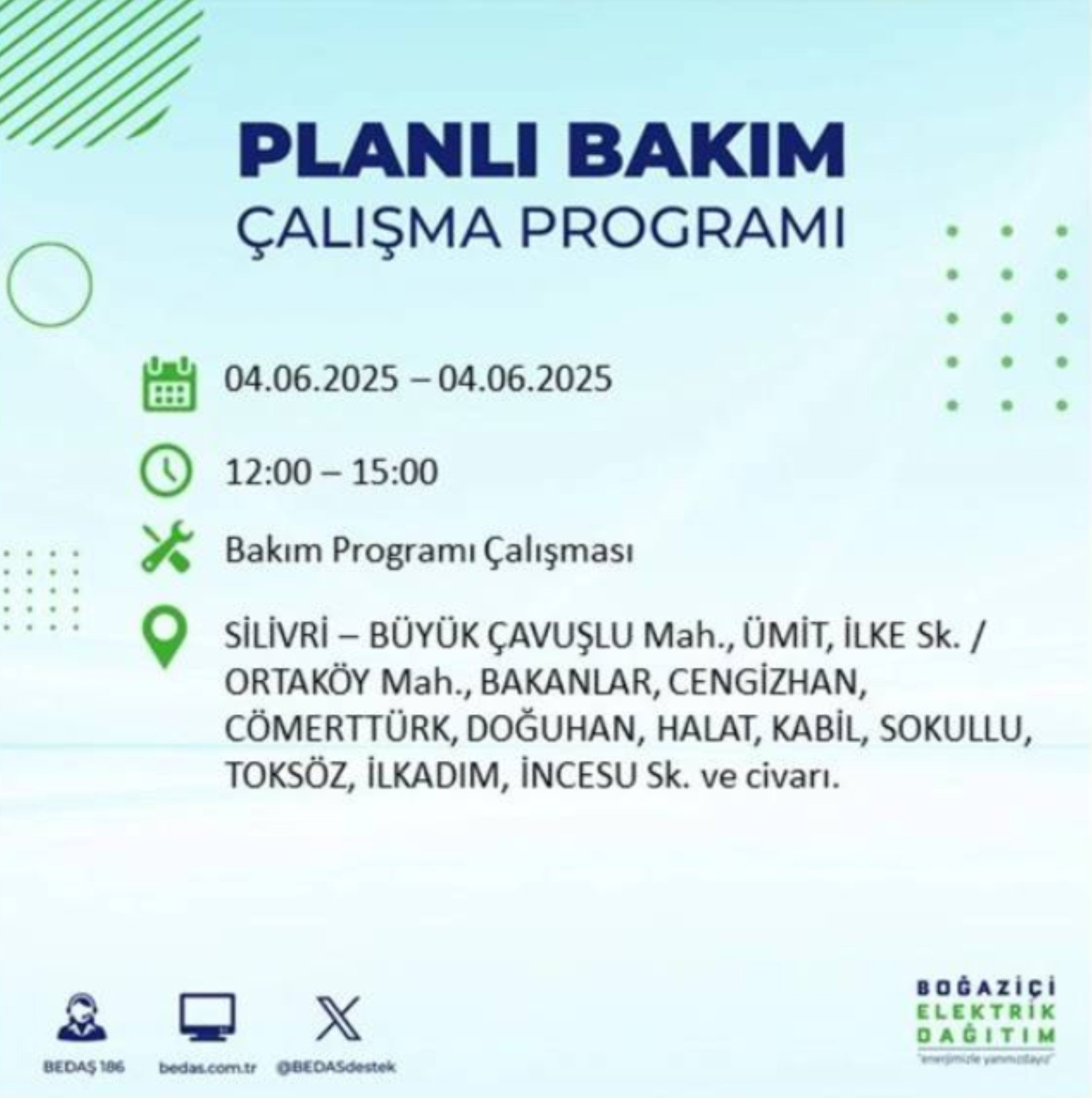 BEDAŞ paylaştı: İstanbul'da 4 Haziran Çarşamba günü elektrik kesintisi yaşanacak ilçeler