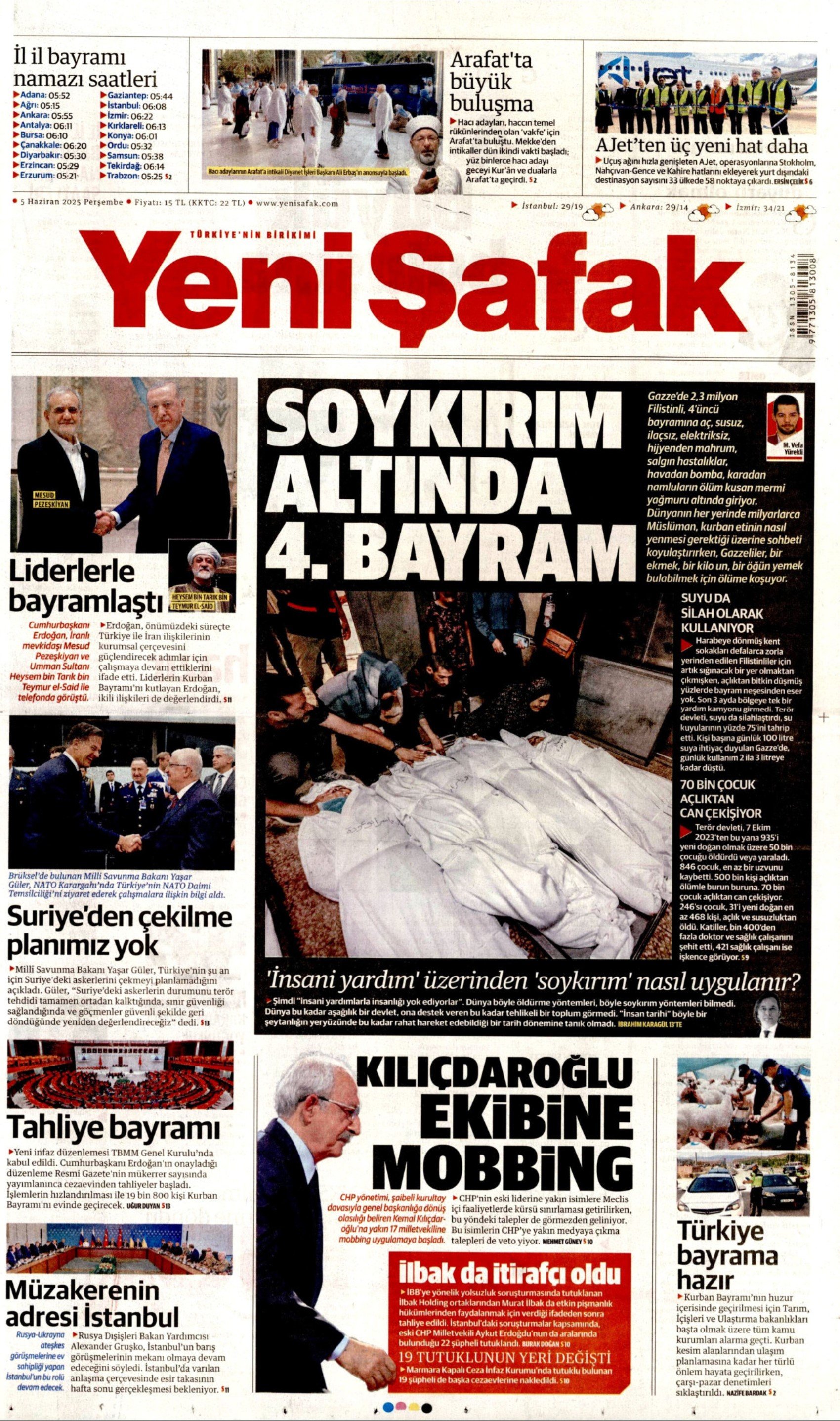 5 Haziran 2025 gazete manşetleri