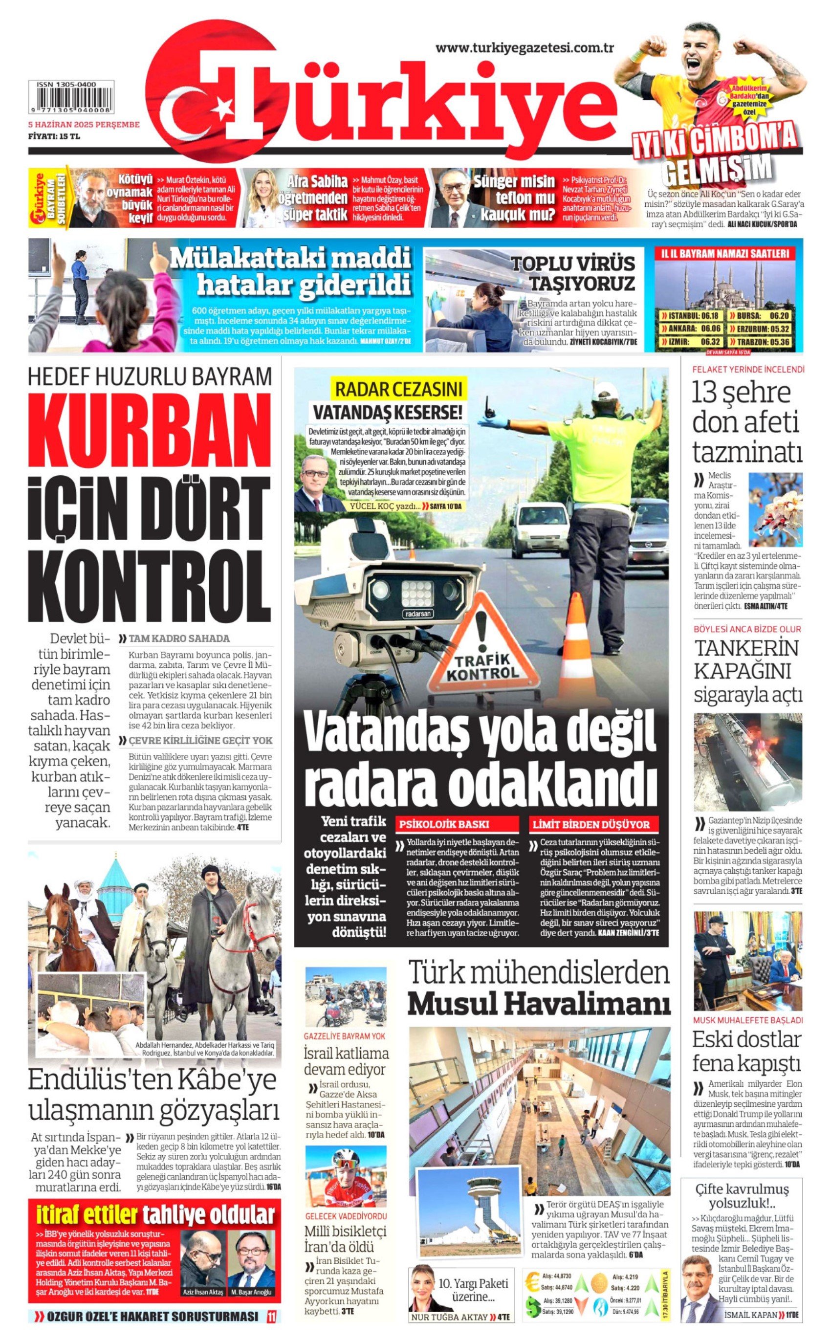 5 Haziran 2025 gazete manşetleri