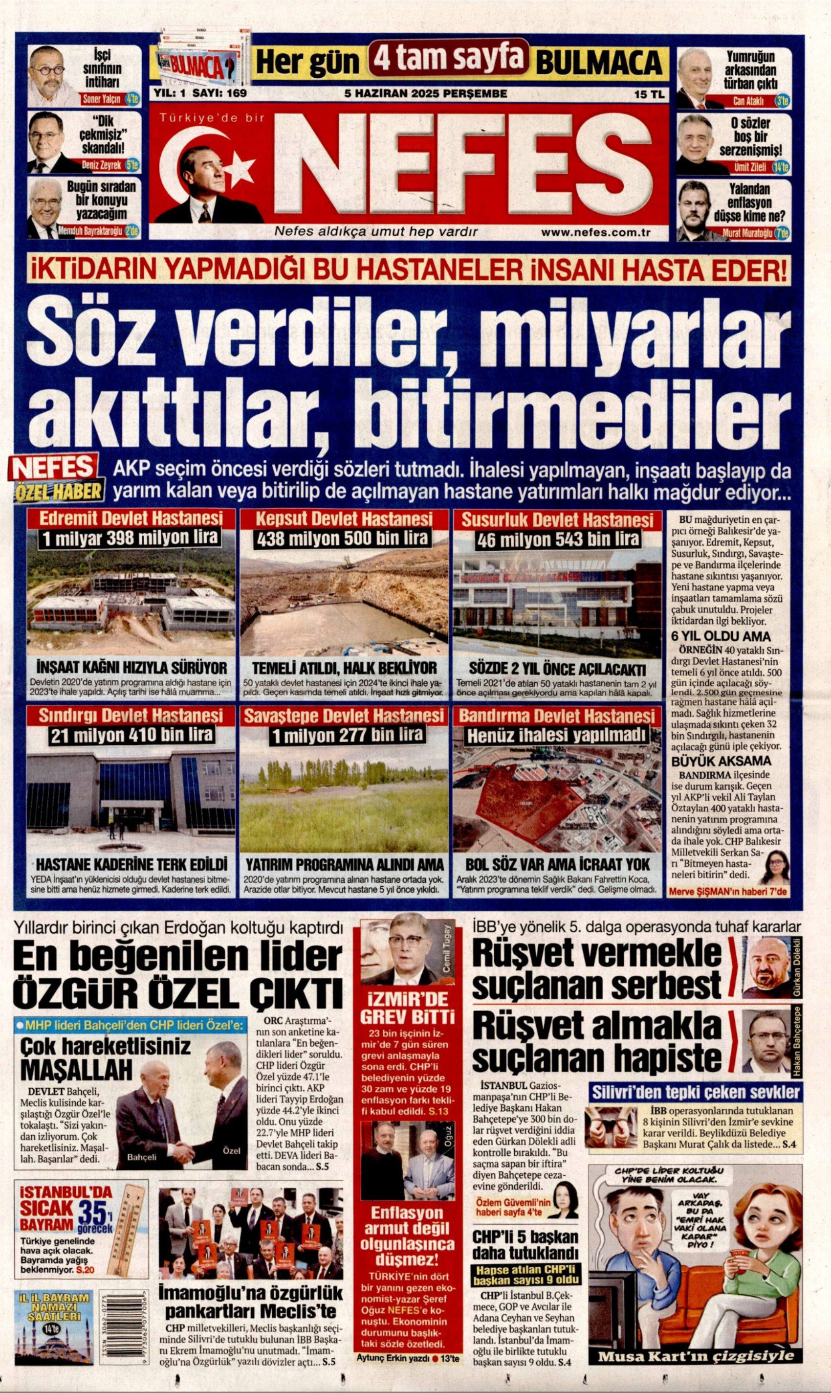 5 Haziran 2025 gazete manşetleri