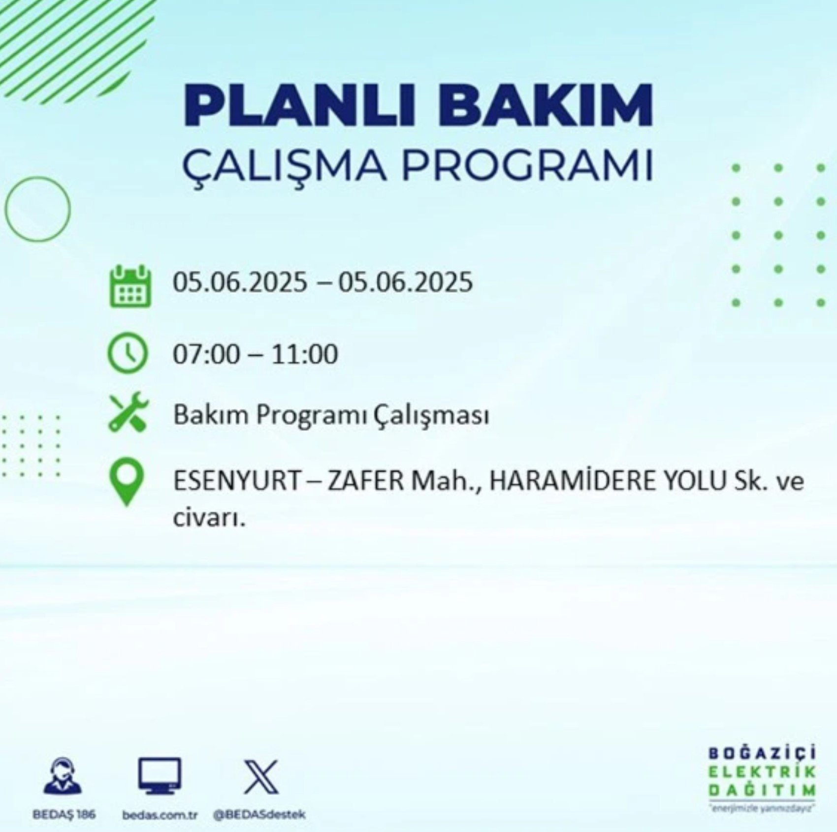 BEDAŞ paylaştı: İstanbul'da 5 Haziran Perşembe günü elektrik kesintisi yaşanacak ilçeler