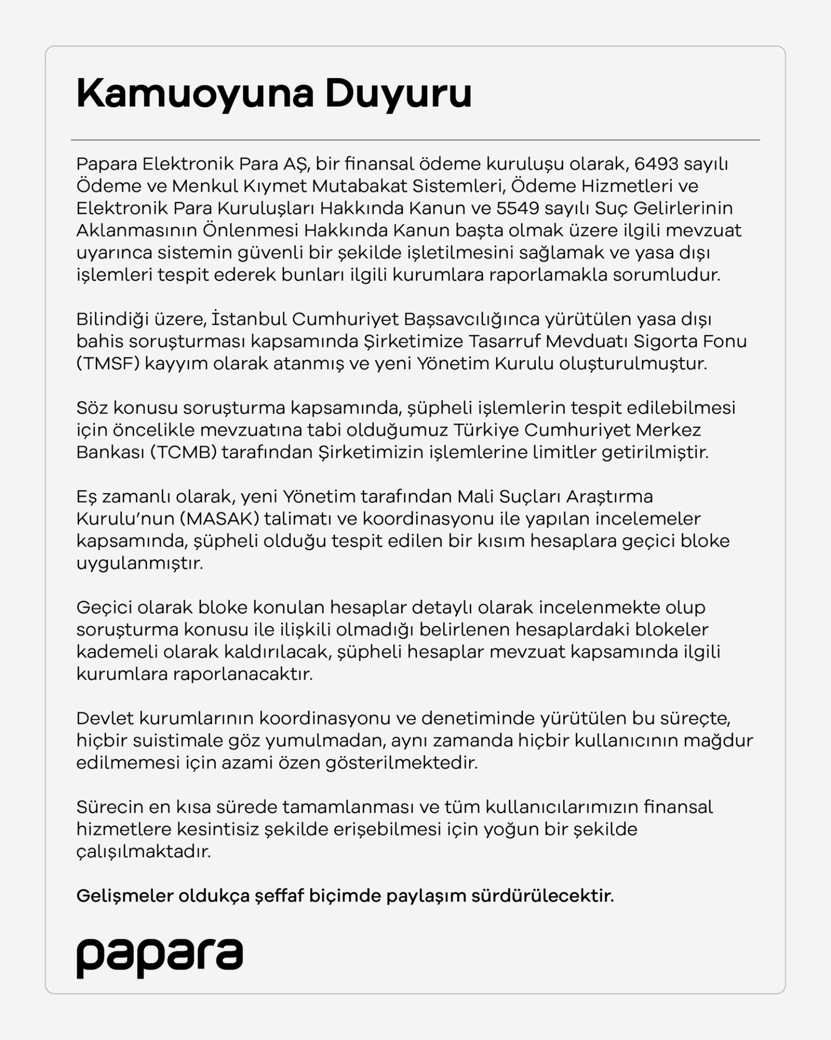 Yasa dışı bahis soruşturmasında kayyum atanmıştı! Bloke edilen Papara hesaplarına ne olacak?
