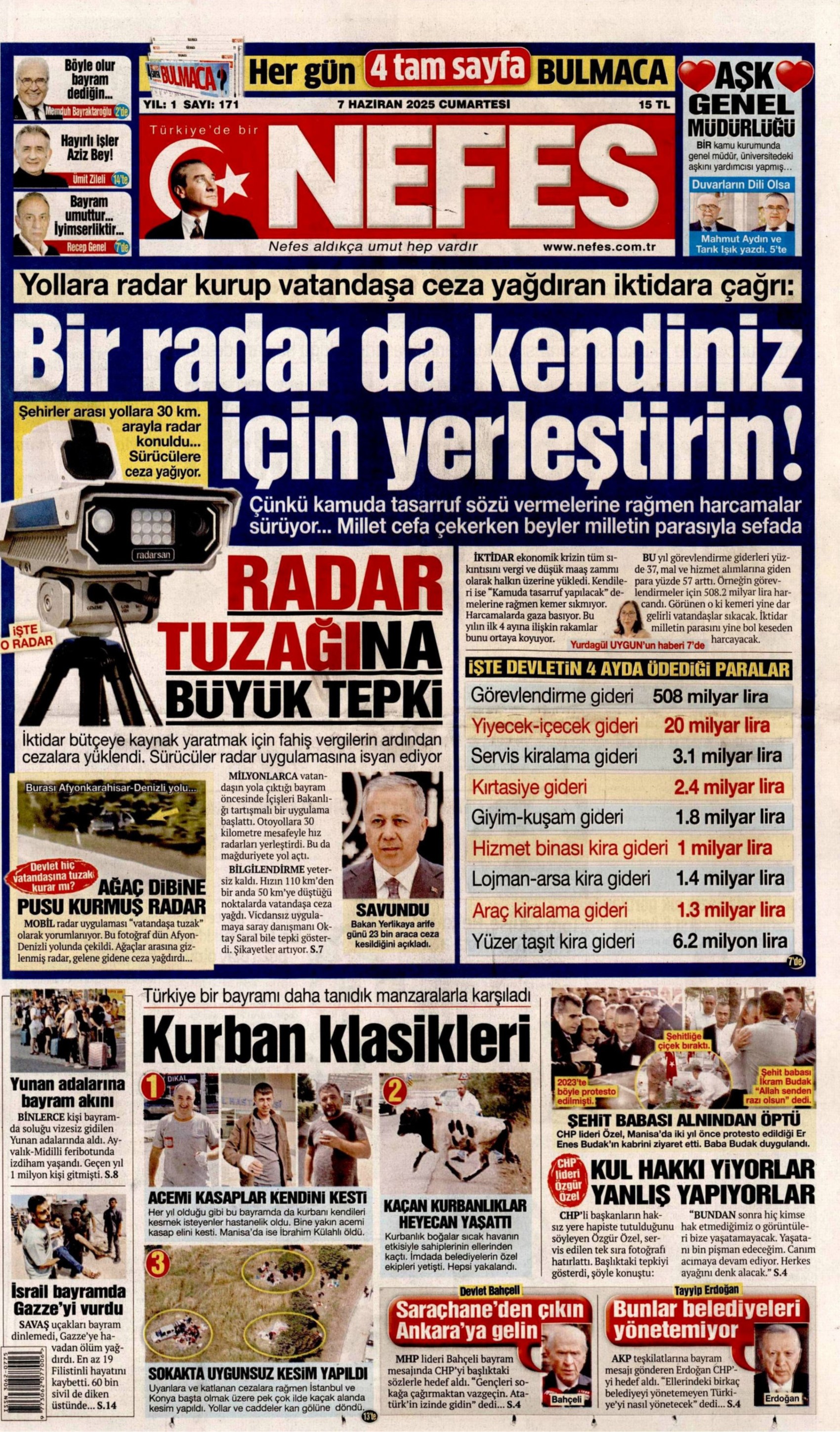 Bugün gazete manşetlerinde ne var? Siyasette radar tartışması: 'Bir radar da kendiniz için yerleştirin'