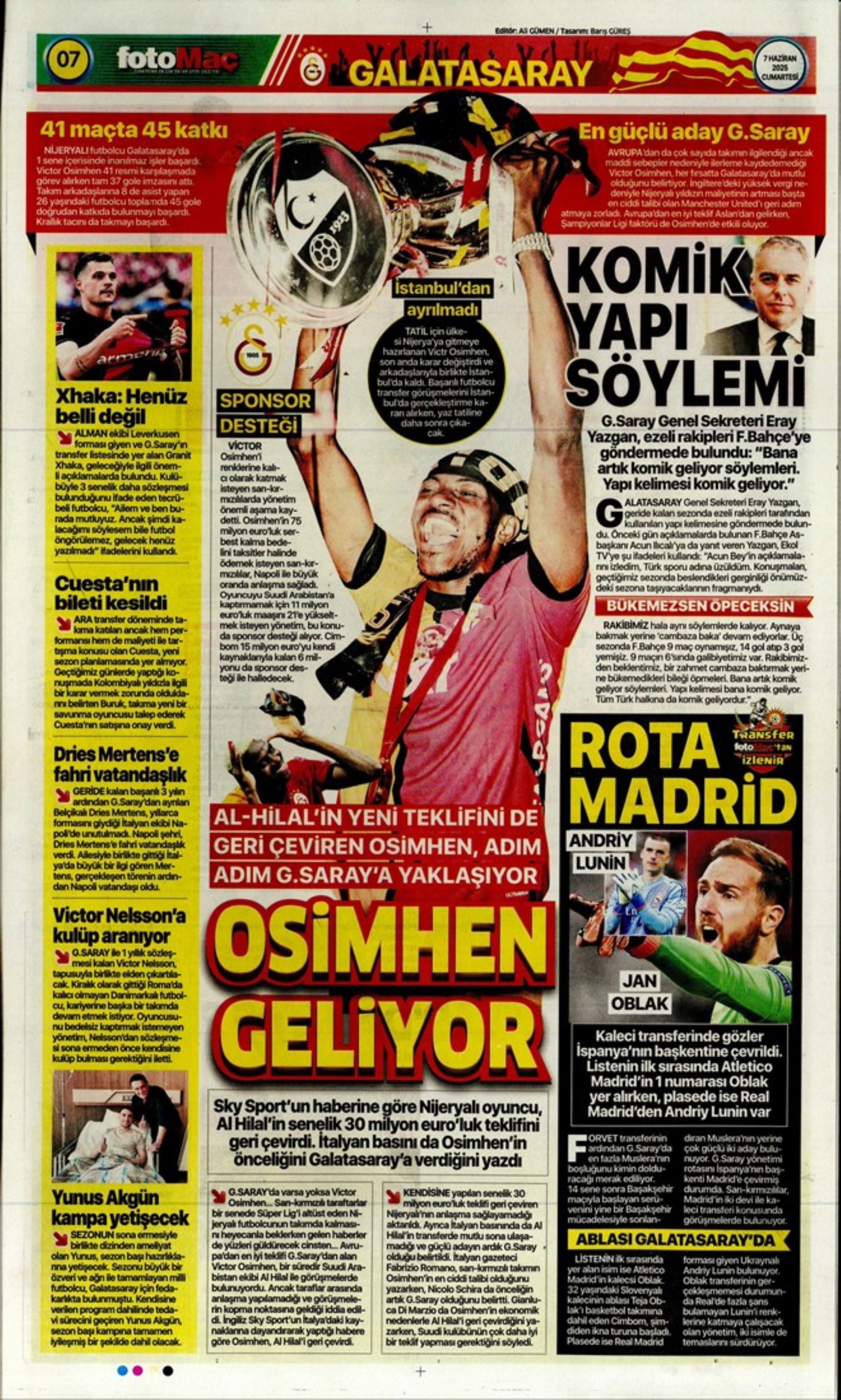 Sporda günün manşetleri... Leroy Sane transferinde ibre Fenerbahçe'ye döndü: Osayi Samuel için Beşiktaş iddiası