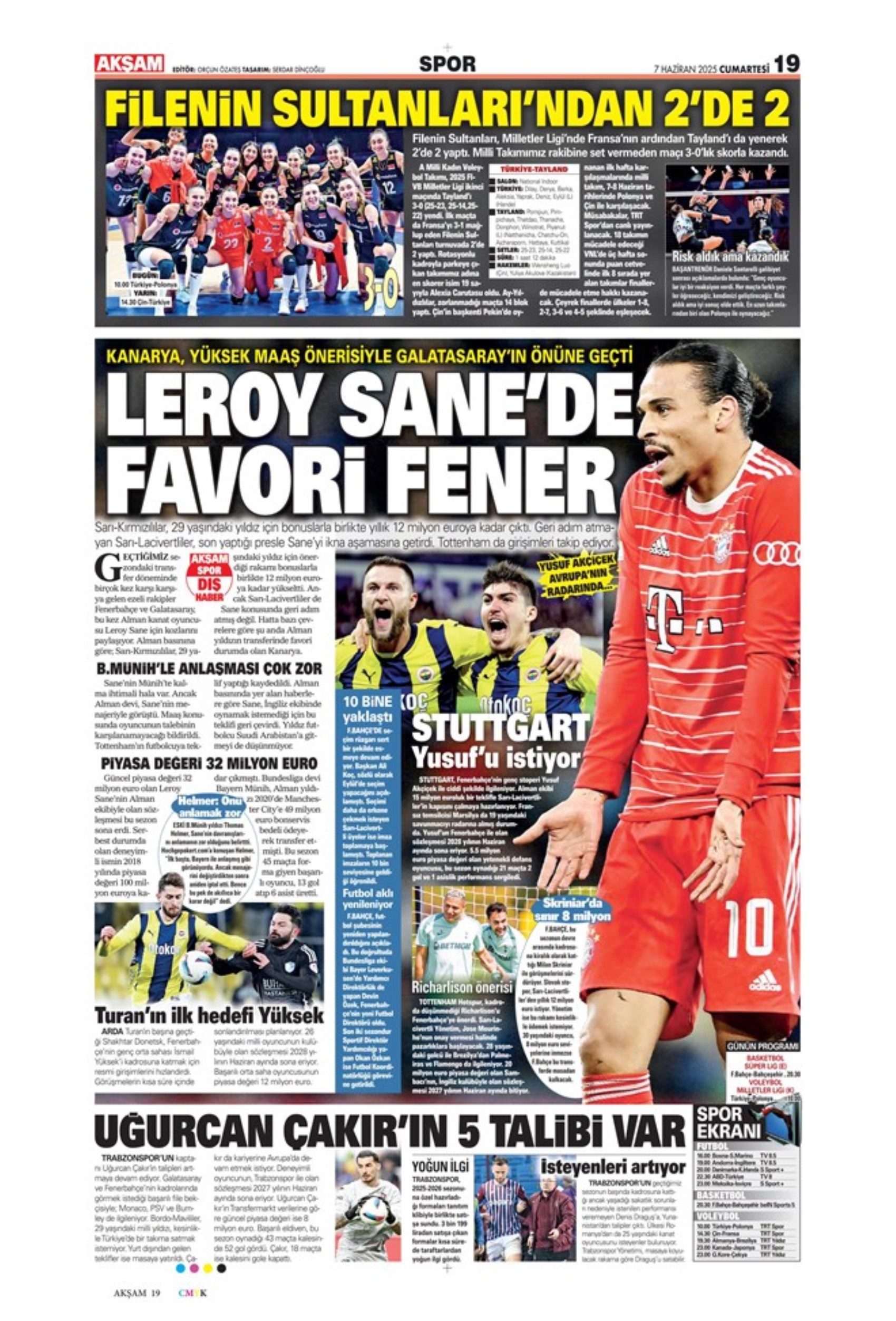 Sporda günün manşetleri... Leroy Sane transferinde ibre Fenerbahçe'ye döndü: Osayi Samuel için Beşiktaş iddiası