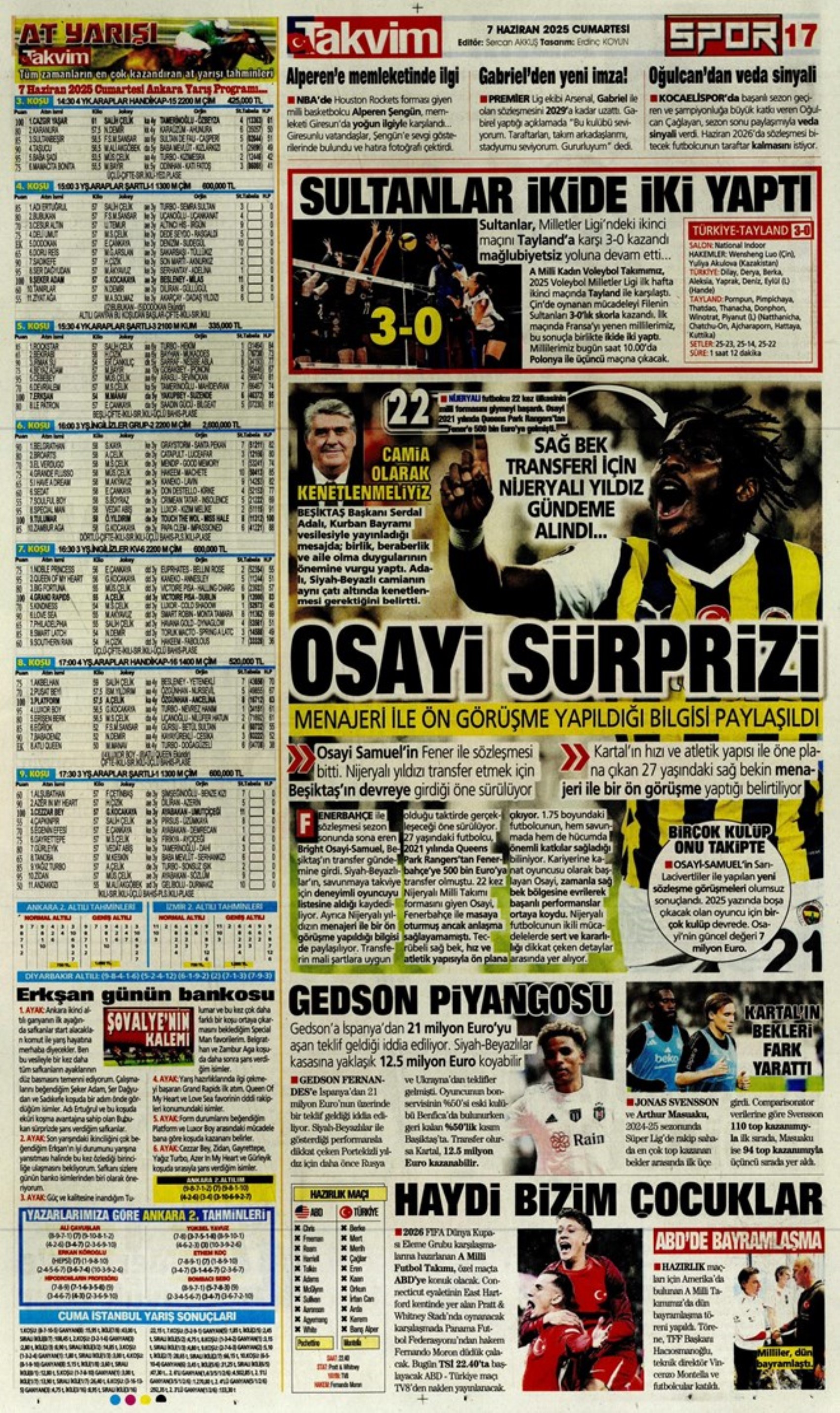 Sporda günün manşetleri... Leroy Sane transferinde ibre Fenerbahçe'ye döndü: Osayi Samuel için Beşiktaş iddiası