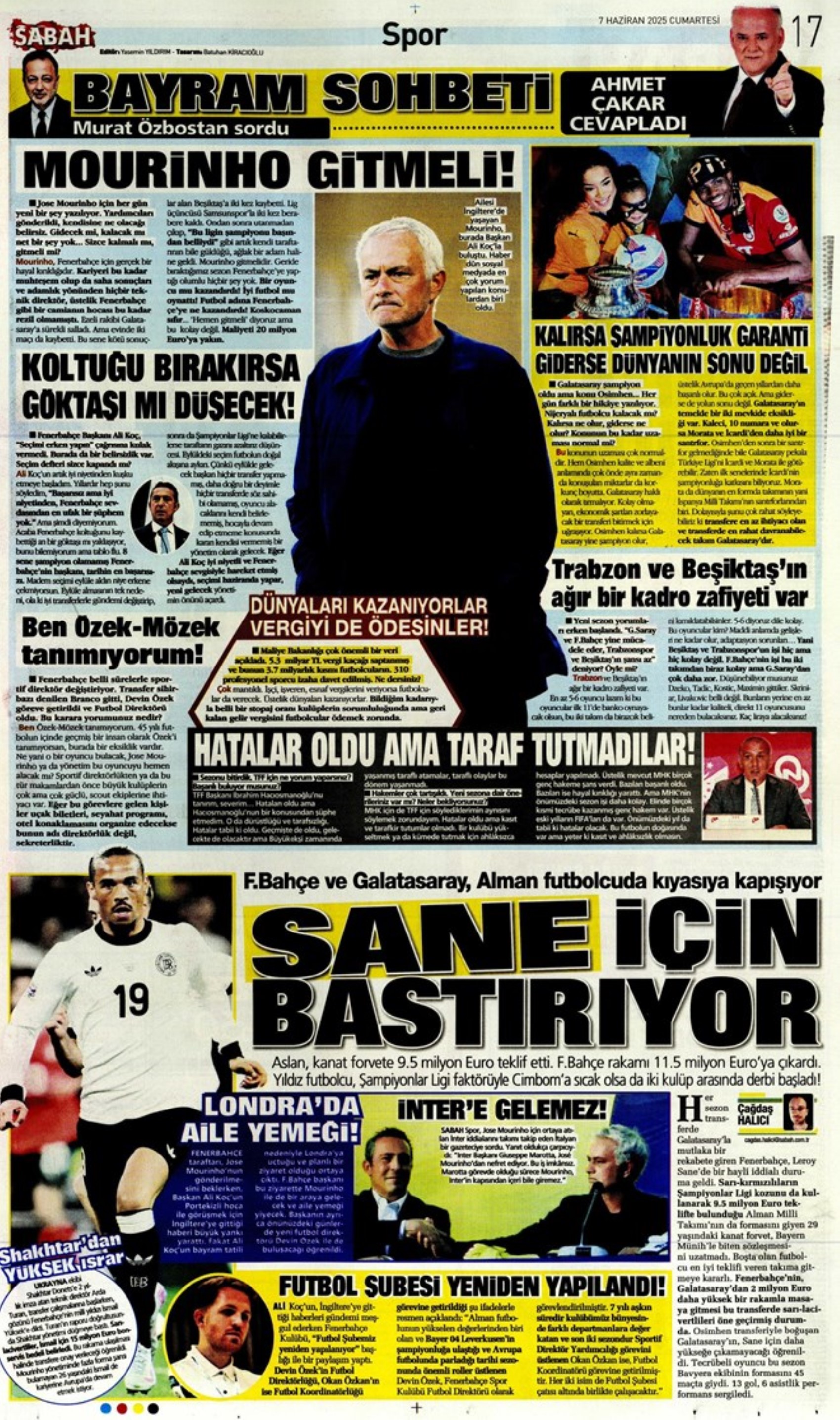 Sporda günün manşetleri... Leroy Sane transferinde ibre Fenerbahçe'ye döndü: Osayi Samuel için Beşiktaş iddiası