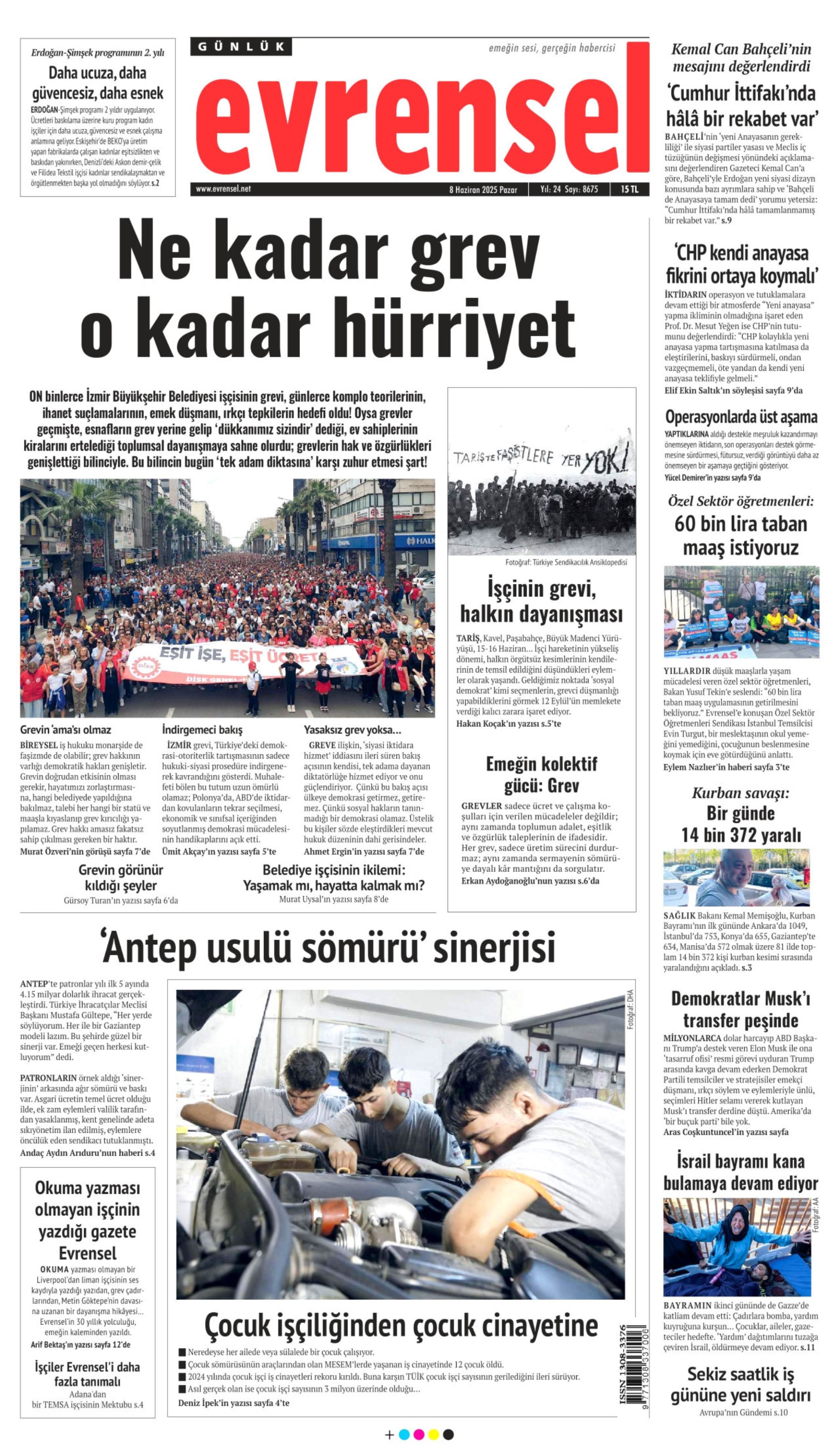 8 Haziran 2025 gazete manşetleri