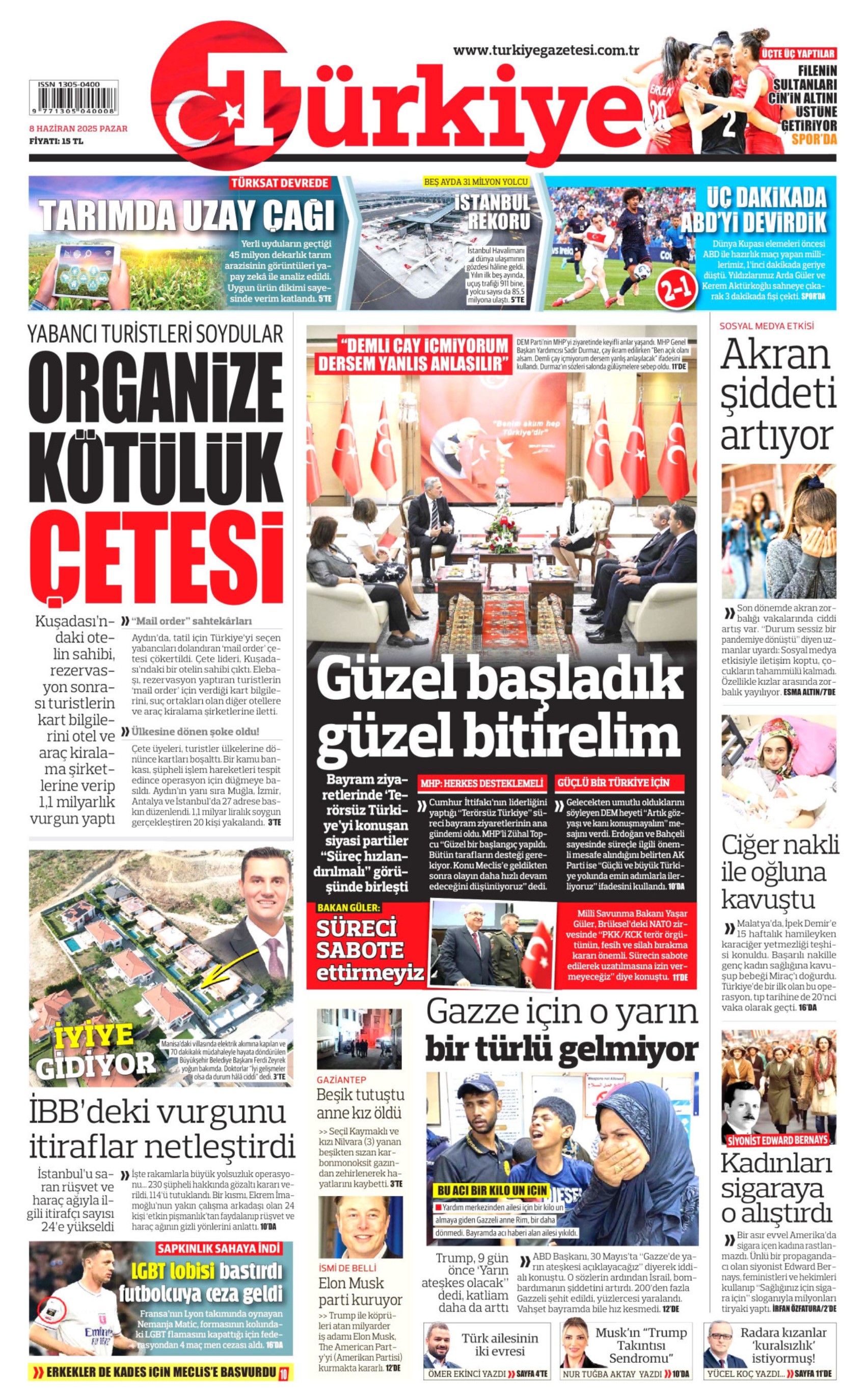 8 Haziran 2025 gazete manşetleri