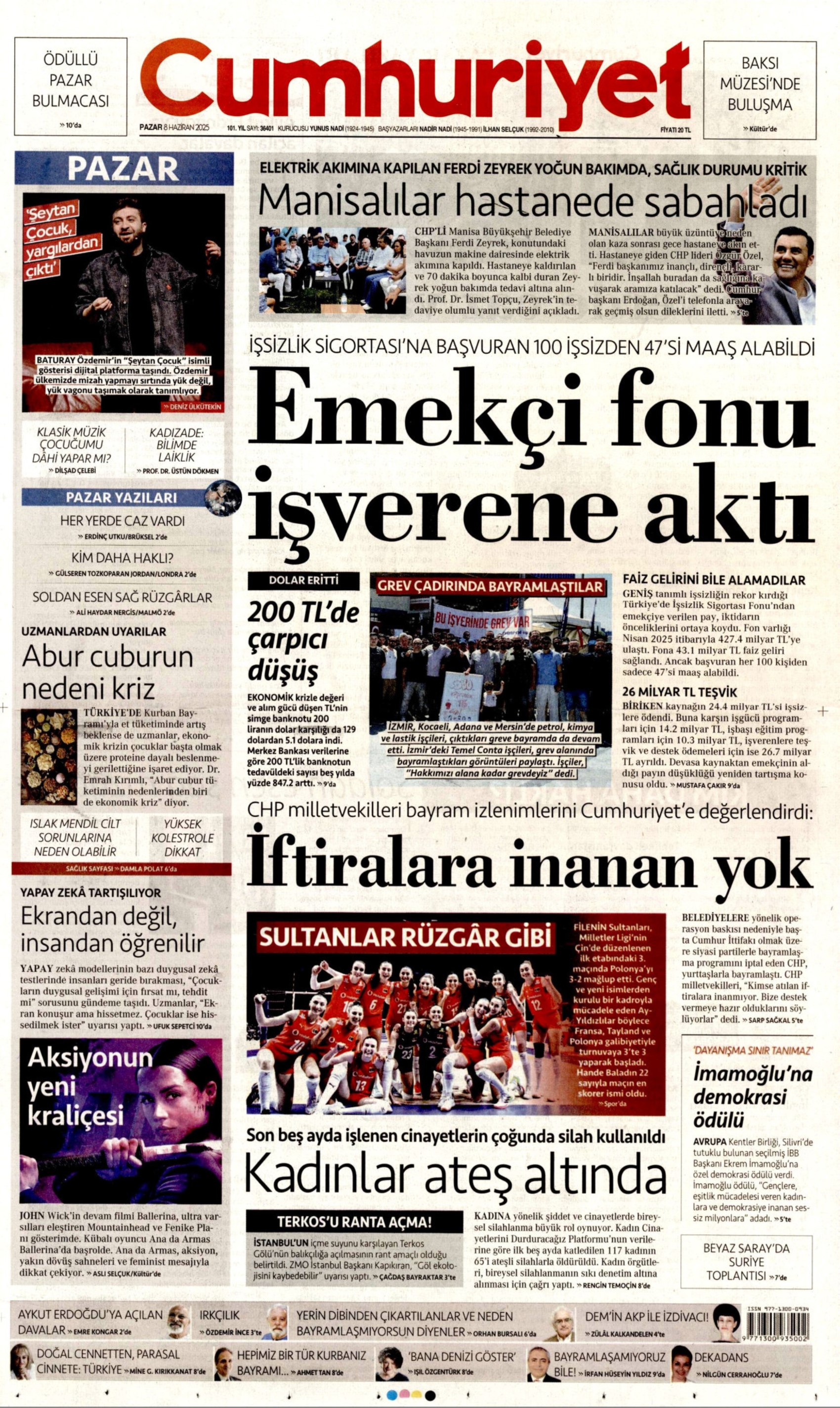 8 Haziran 2025 gazete manşetleri
