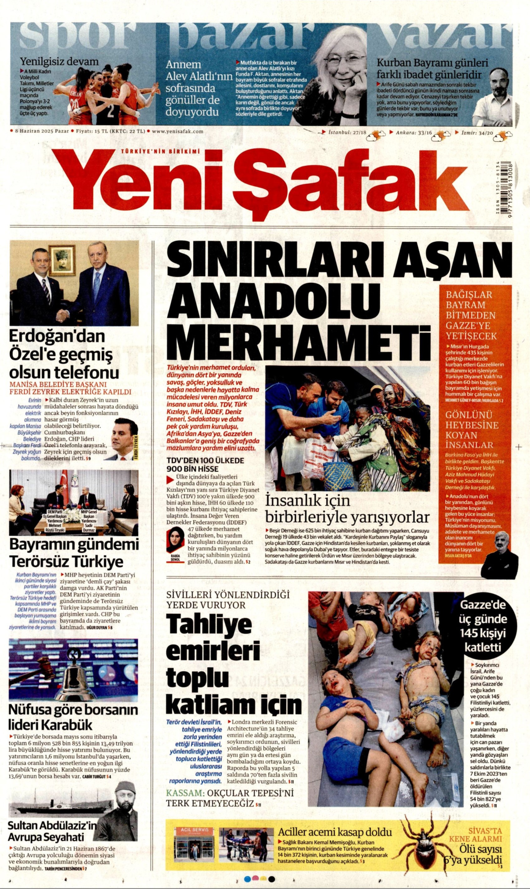 8 Haziran 2025 gazete manşetleri