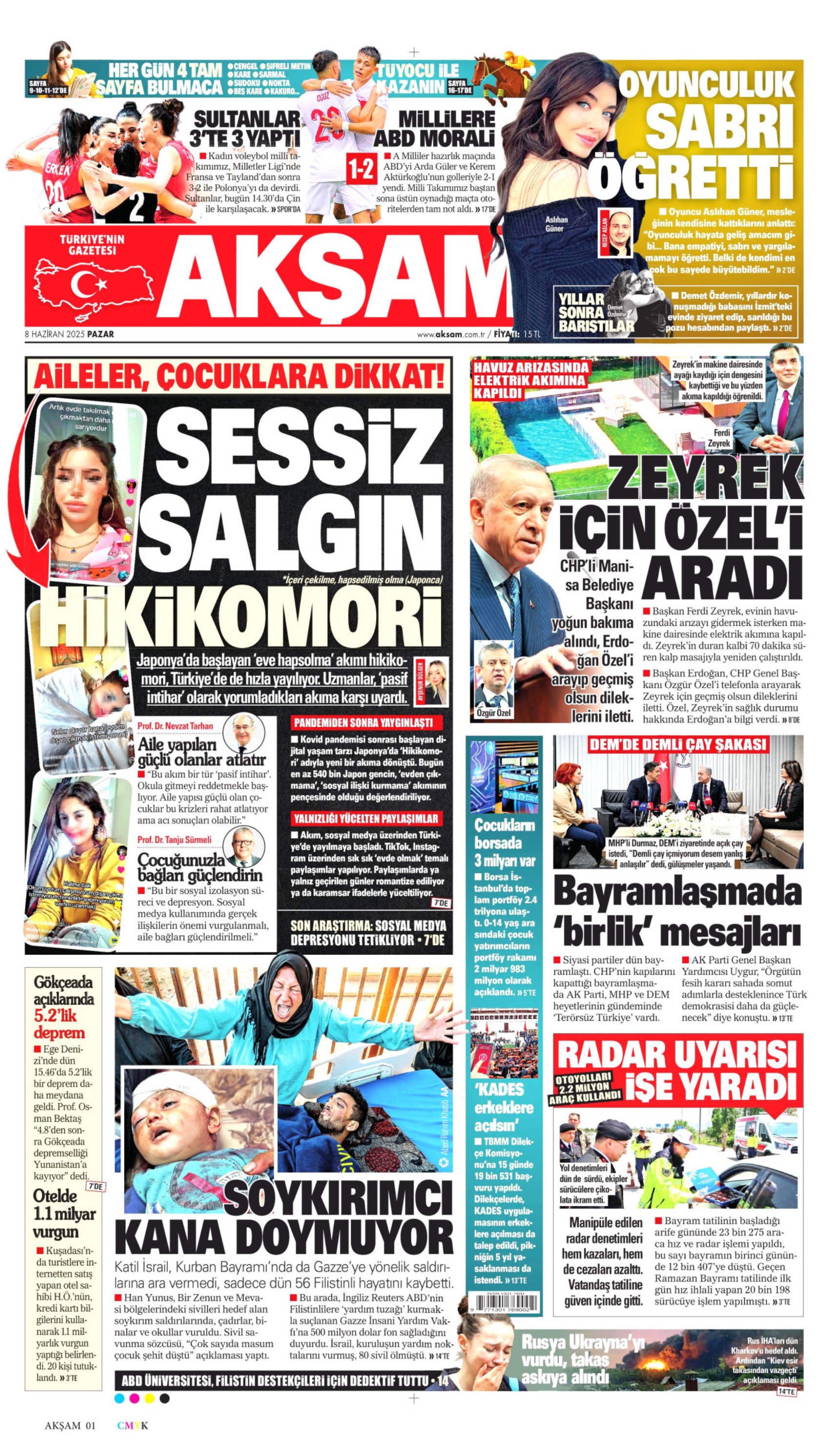 8 Haziran 2025 gazete manşetleri
