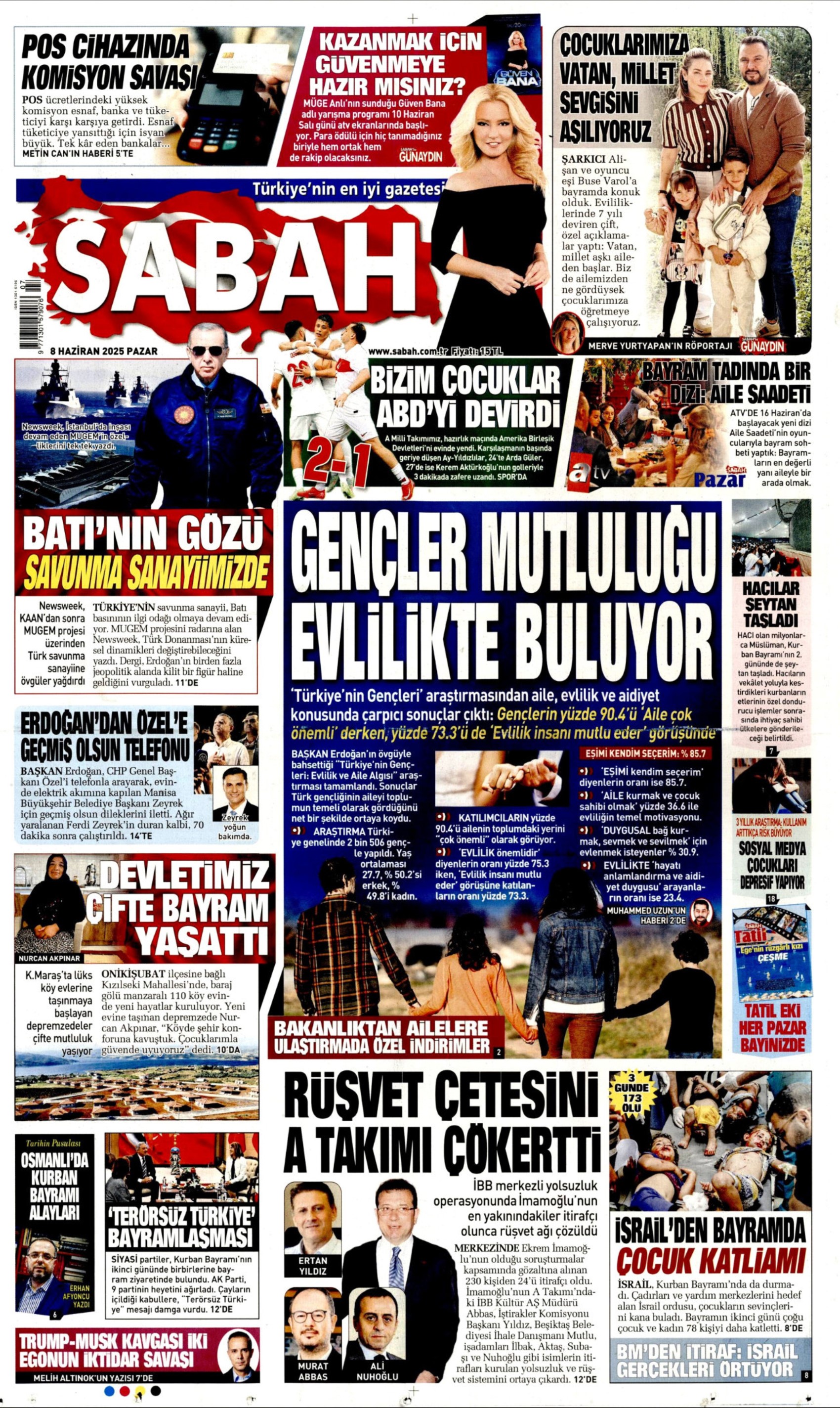 8 Haziran 2025 gazete manşetleri