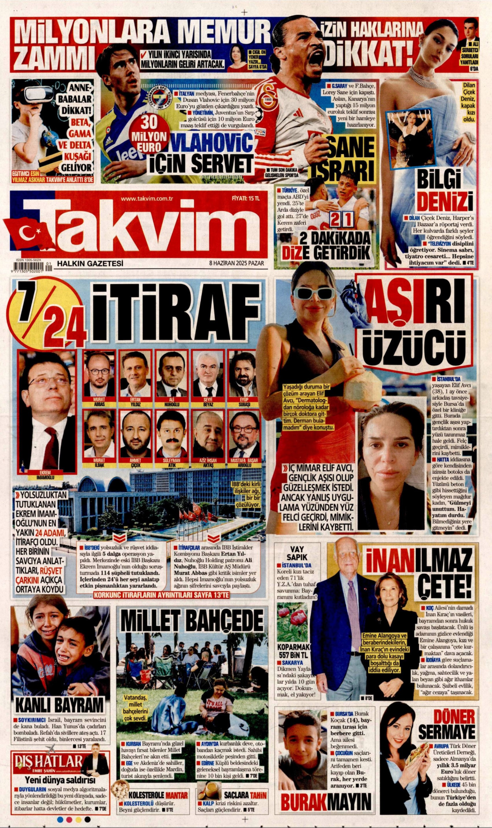 8 Haziran 2025 gazete manşetleri
