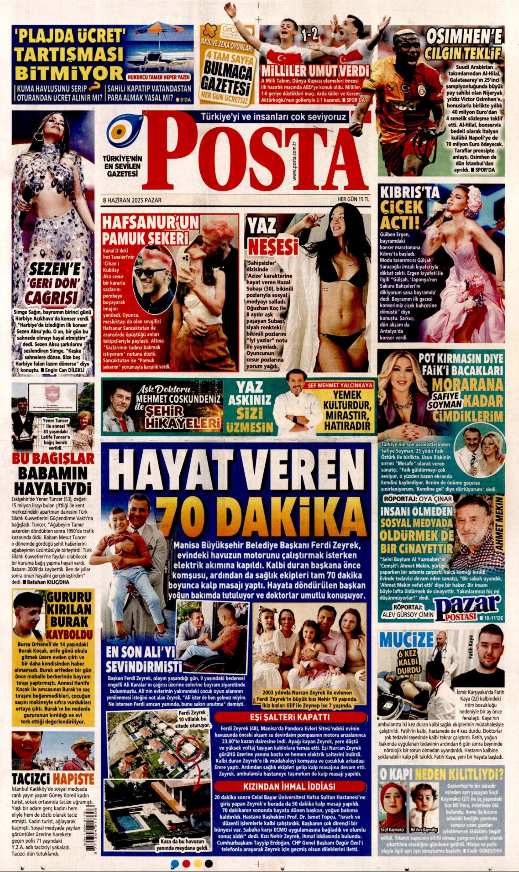 8 Haziran 2025 gazete manşetleri
