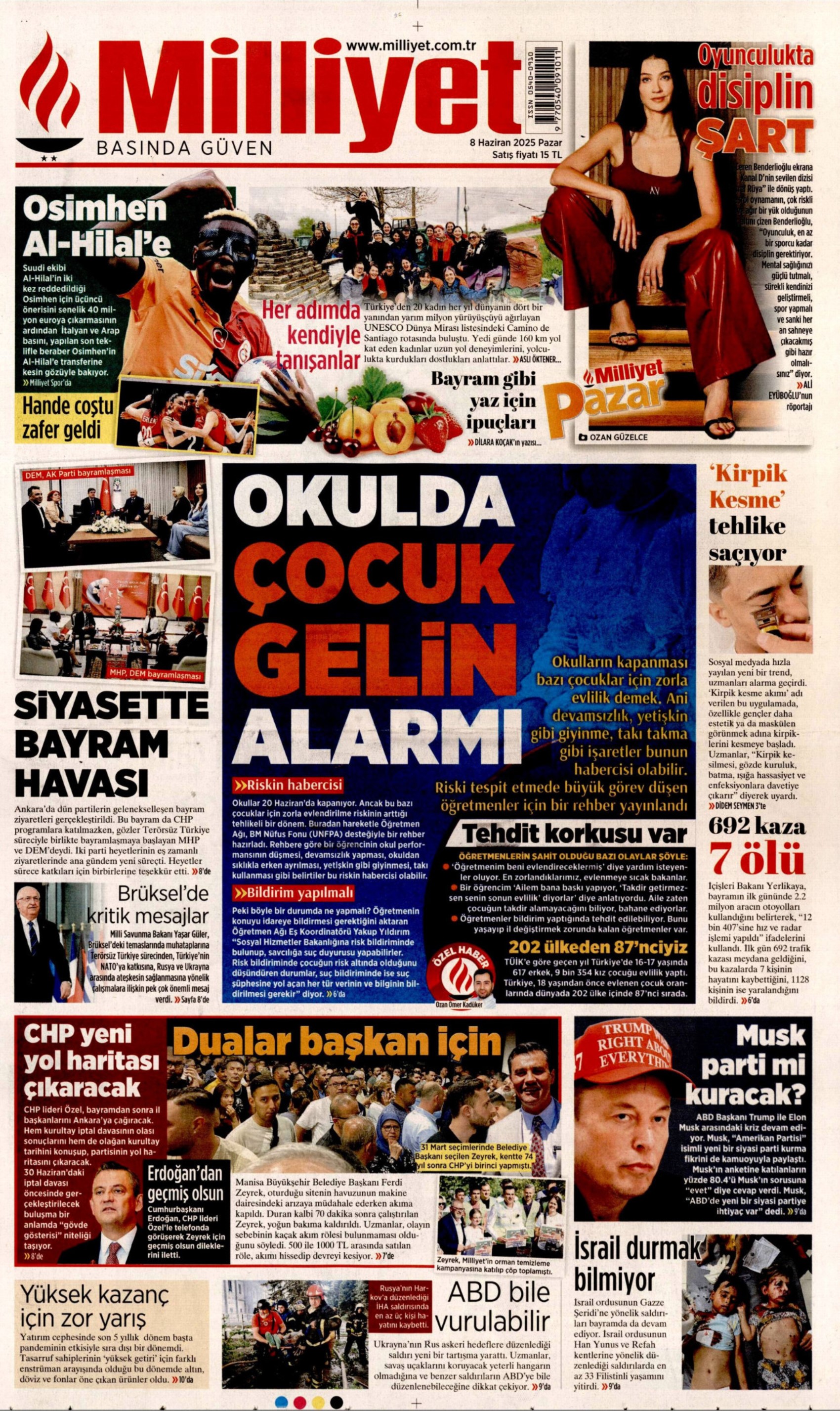 8 Haziran 2025 gazete manşetleri