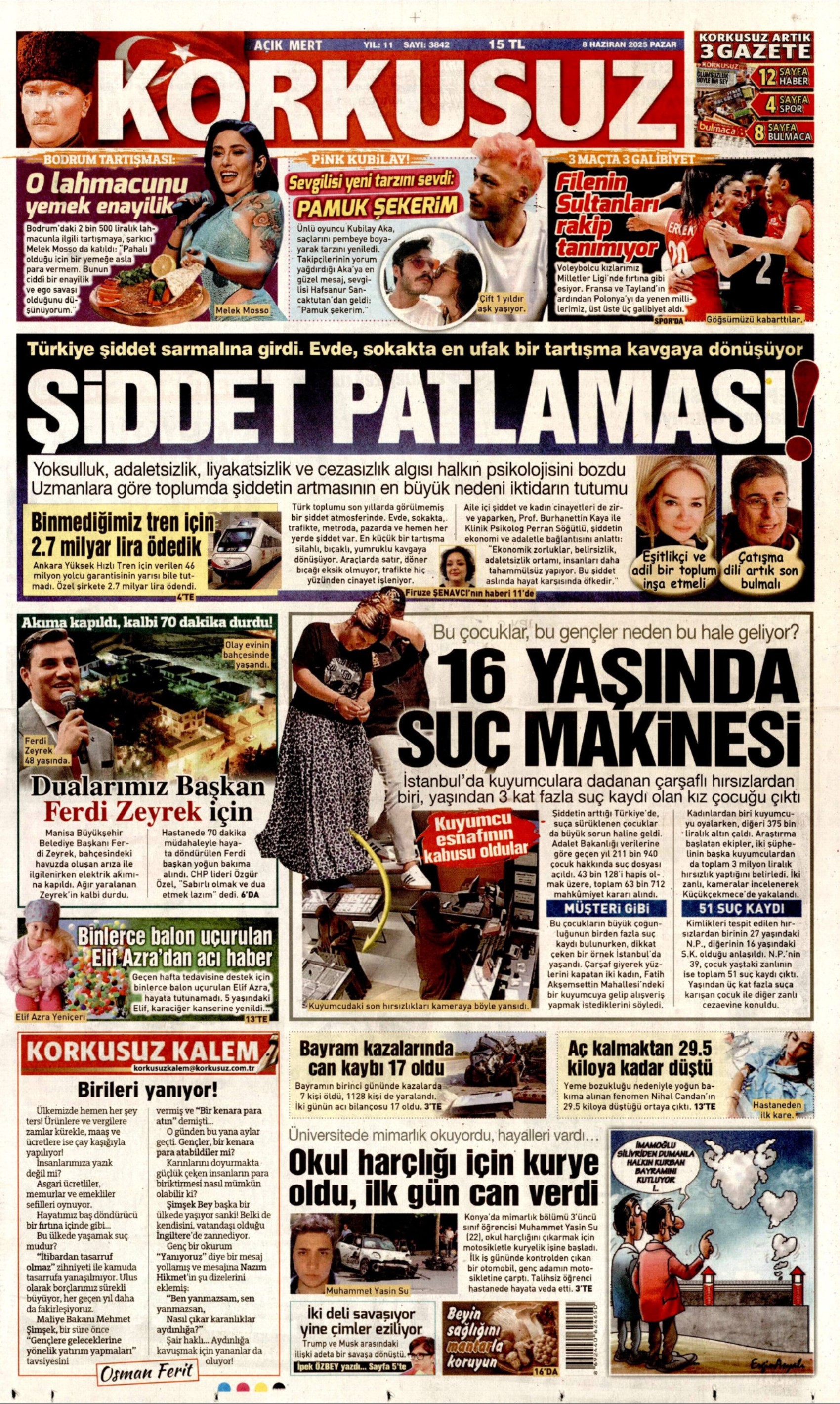 8 Haziran 2025 gazete manşetleri