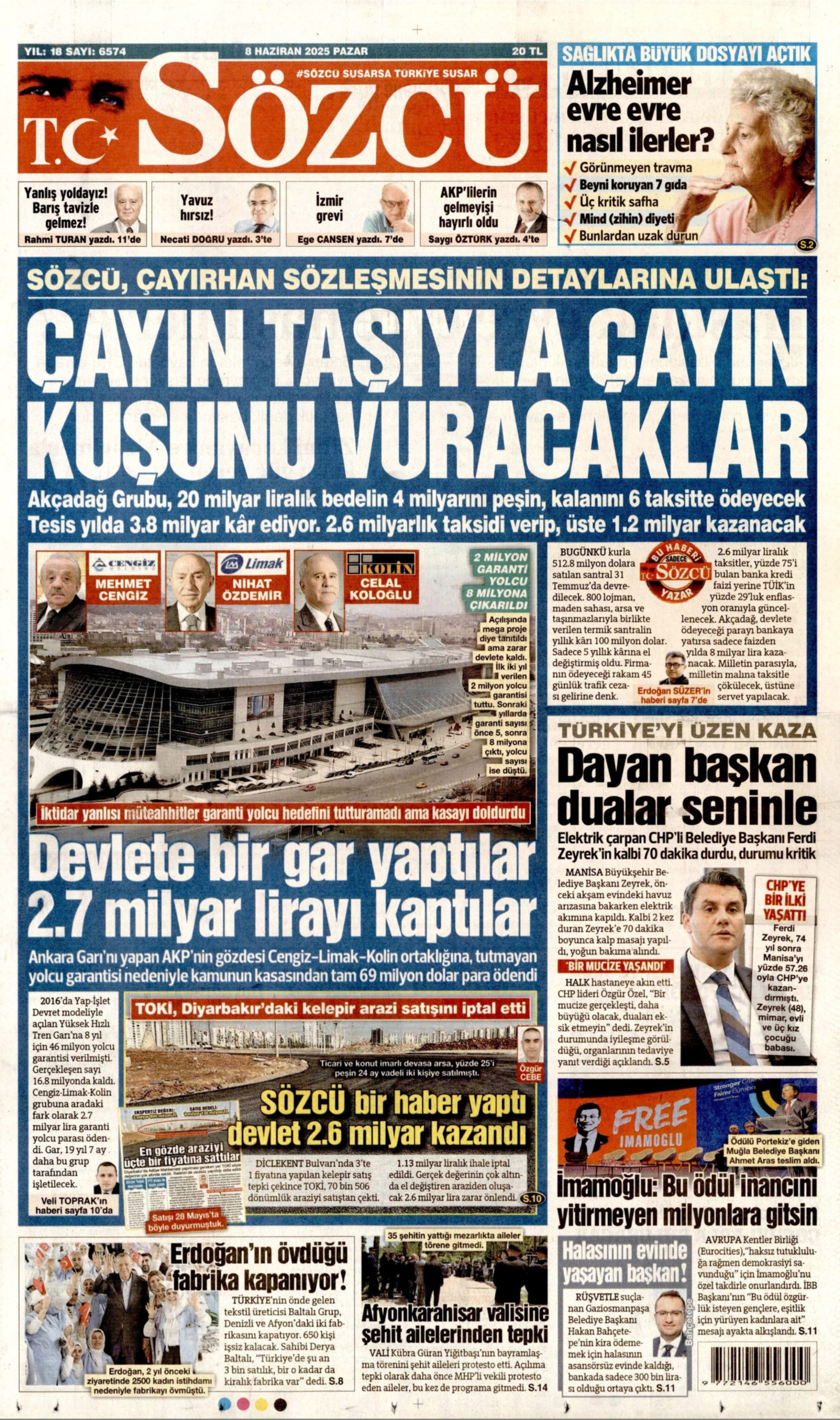 8 Haziran 2025 gazete manşetleri