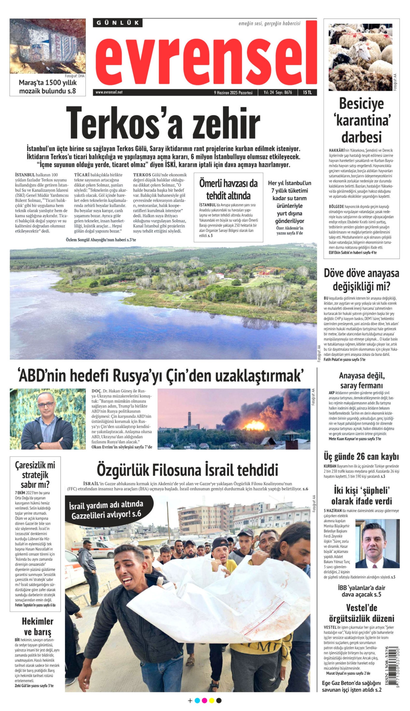 9 Haziran 2025 gazete manşetleri