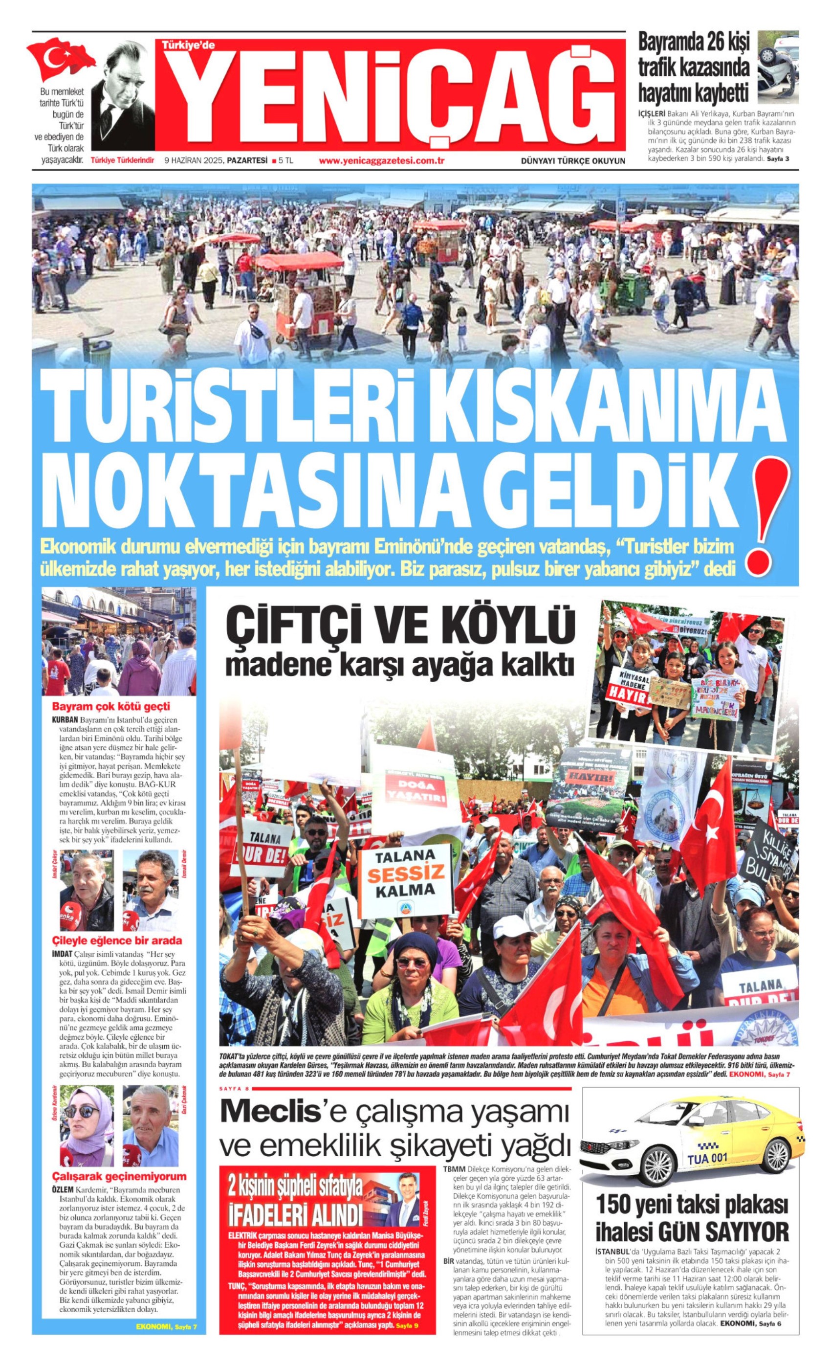 9 Haziran 2025 gazete manşetleri