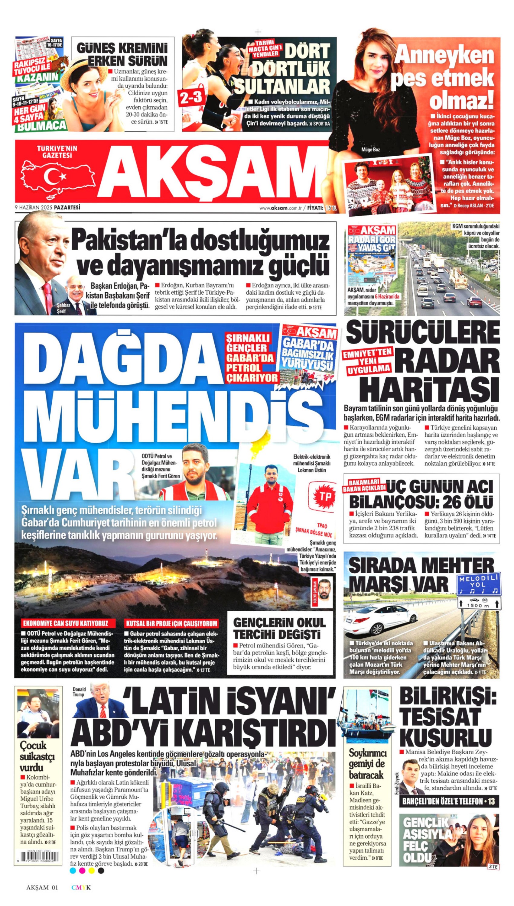 9 Haziran 2025 gazete manşetleri
