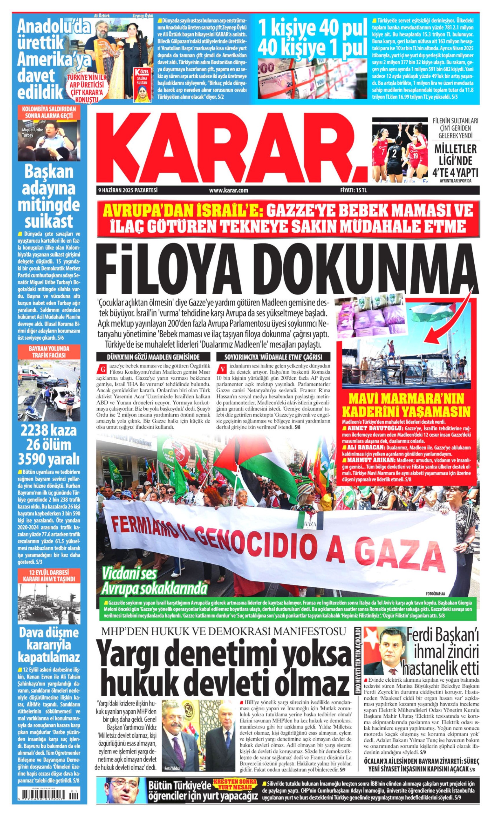 9 Haziran 2025 gazete manşetleri