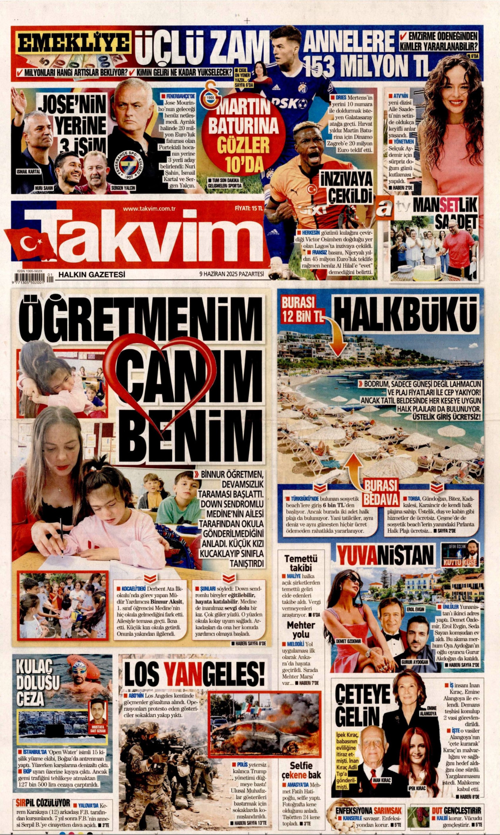 9 Haziran 2025 gazete manşetleri