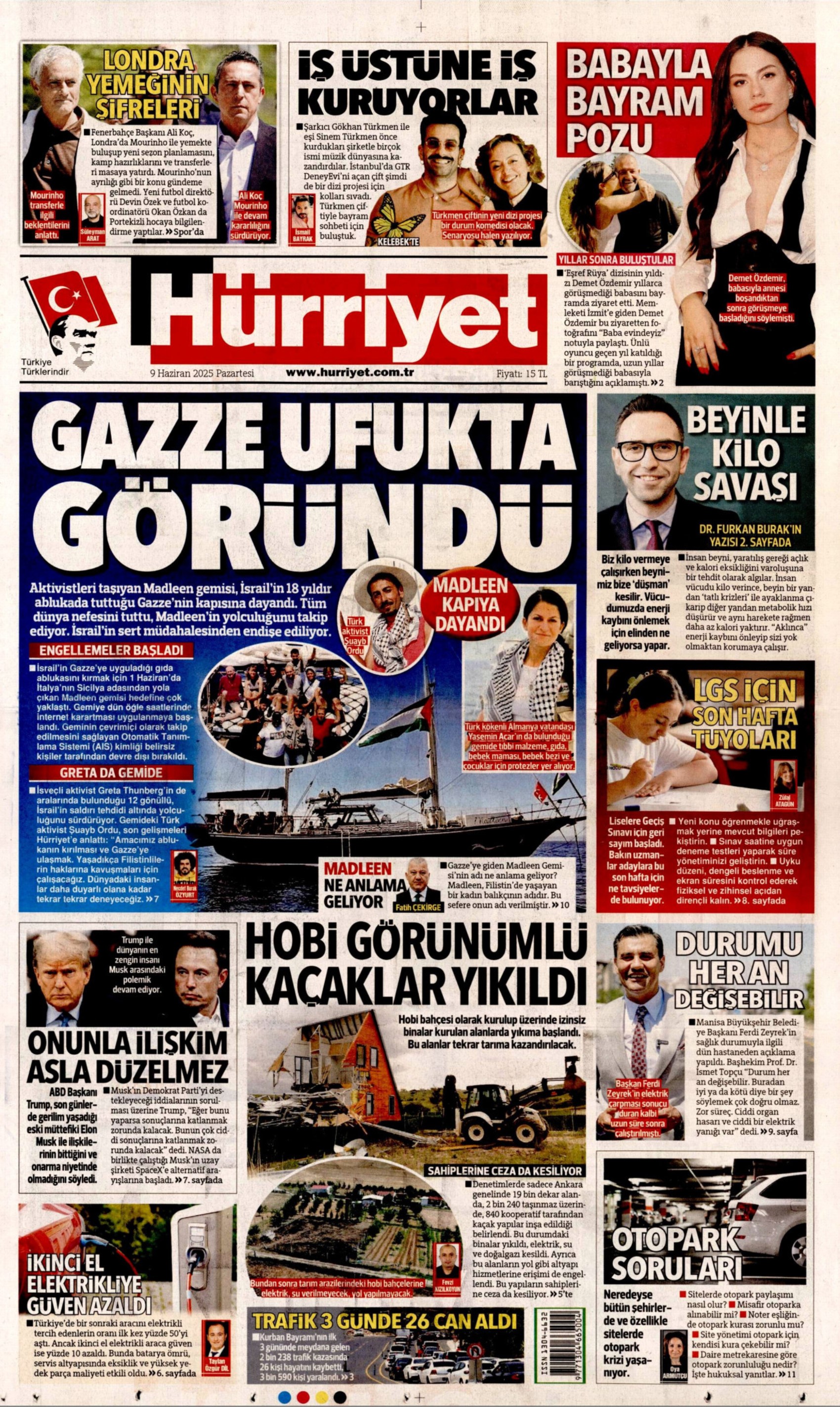 9 Haziran 2025 gazete manşetleri